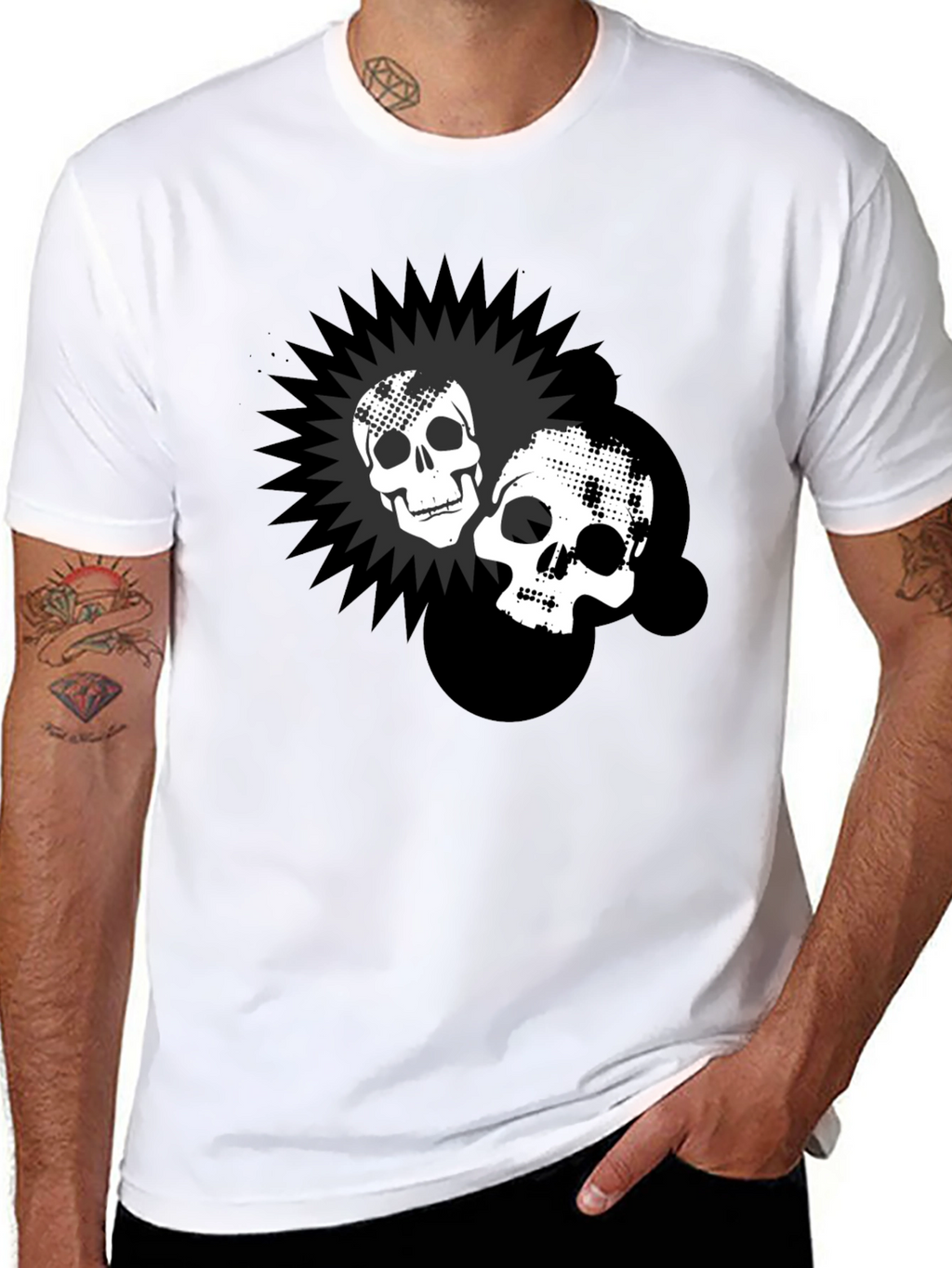 Skull Burst Graphic Print Black T-Shirt