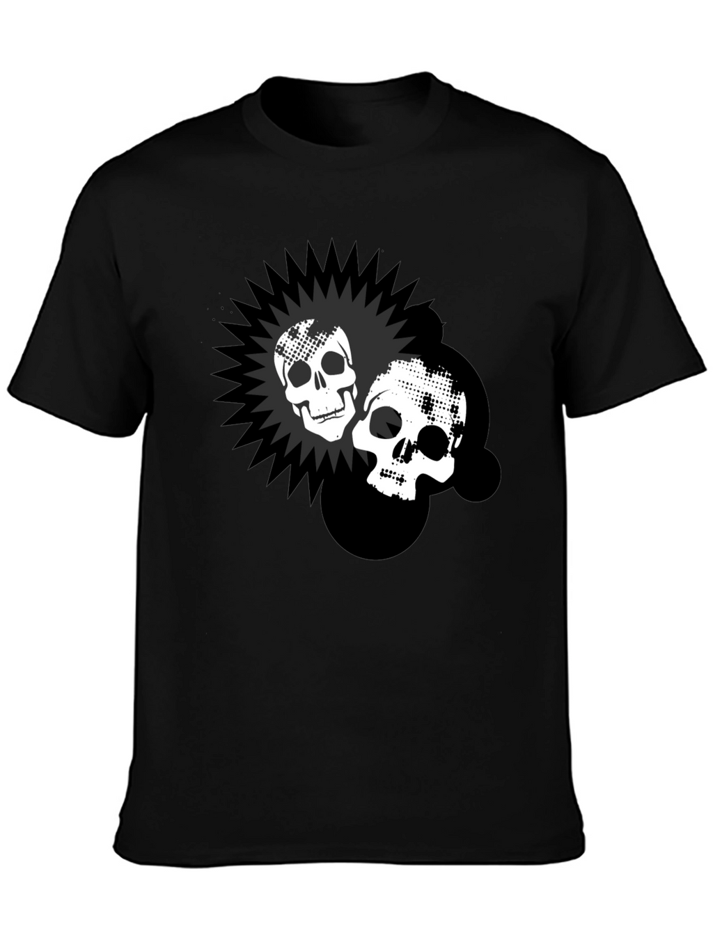 Skull Burst Graphic Print Black T-Shirt