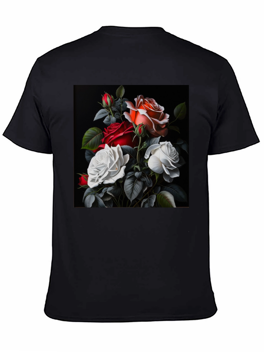 Floral Rose T-Shirt - Elegant Black Tee
