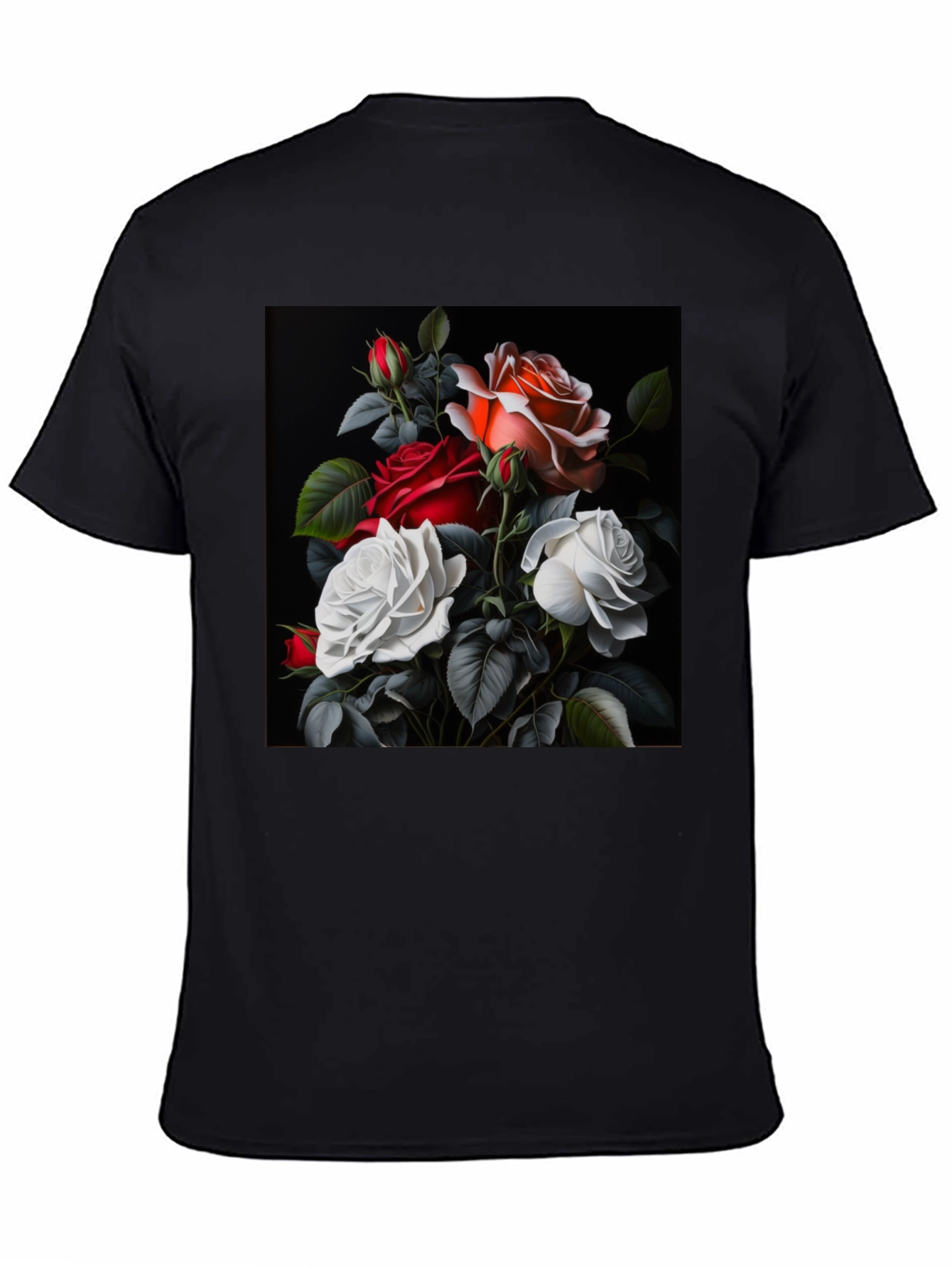 Floral Rose T-Shirt - Elegant Black Tee