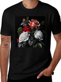Floral Rose T-Shirt - Elegant Black Tee