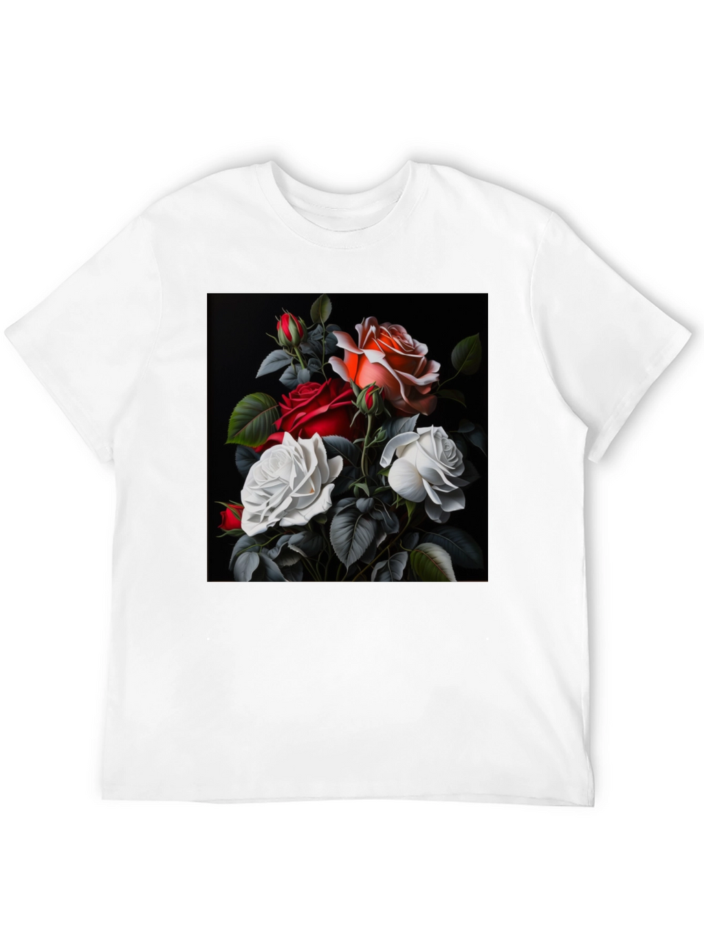 Floral Rose T-Shirt - Elegant Black Tee