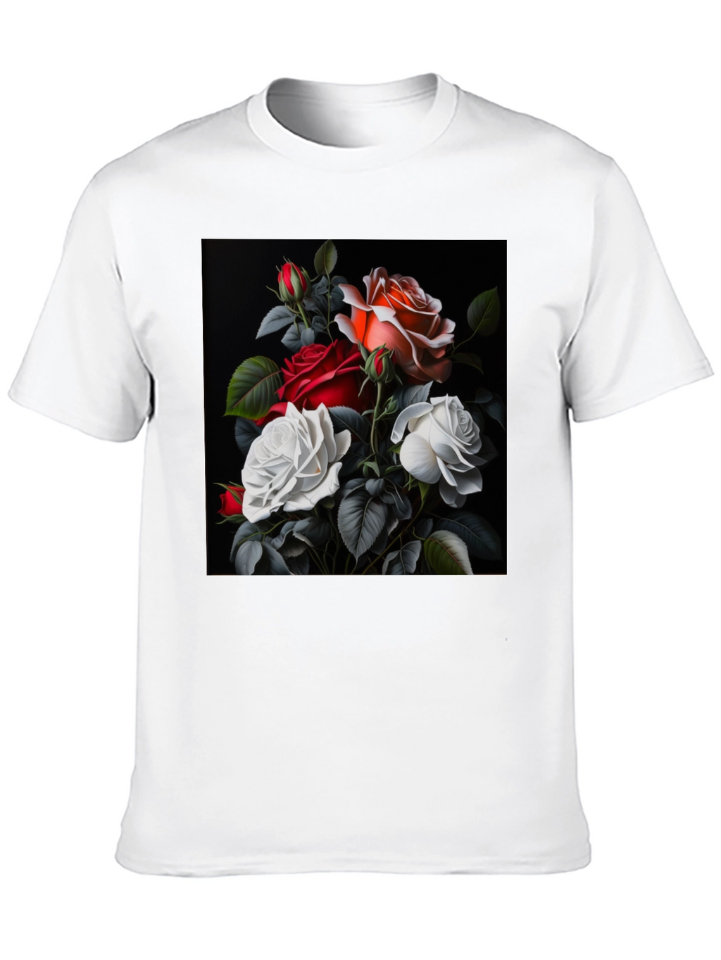 Floral Rose T-Shirt - Elegant Black Tee