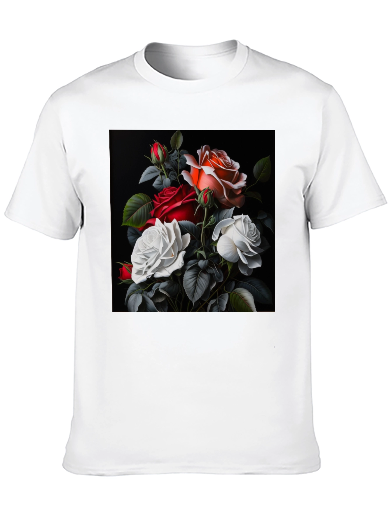 Floral Rose T-Shirt - Elegant Black Tee