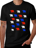 Elephant Print Tee - Red White and Blue