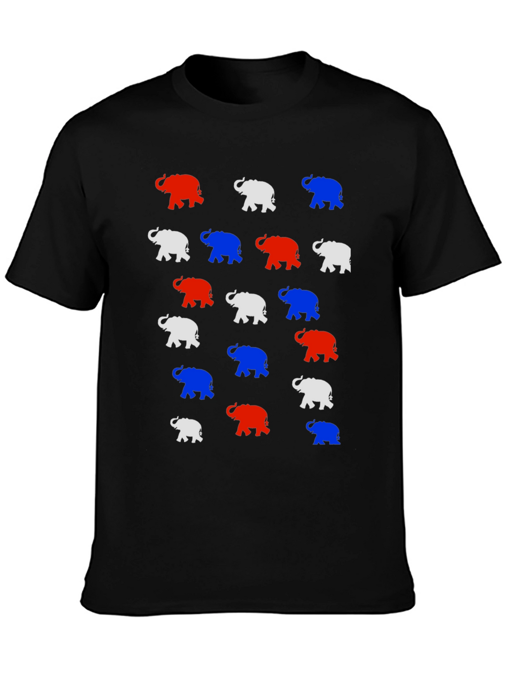 Elephant Print Tee - Red White and Blue