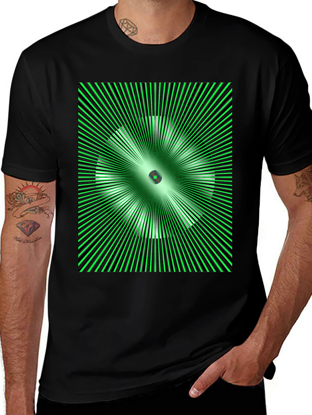 Optical Illusion Graphic T-Shirt - Black