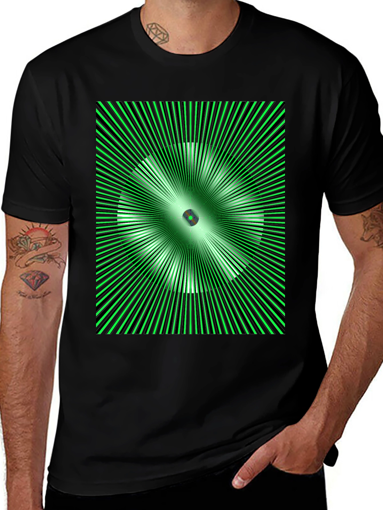 Optical Illusion Graphic T-Shirt - Black