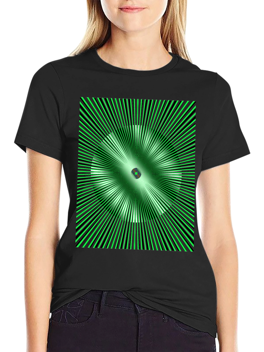 Optical Illusion Graphic T-Shirt - Black