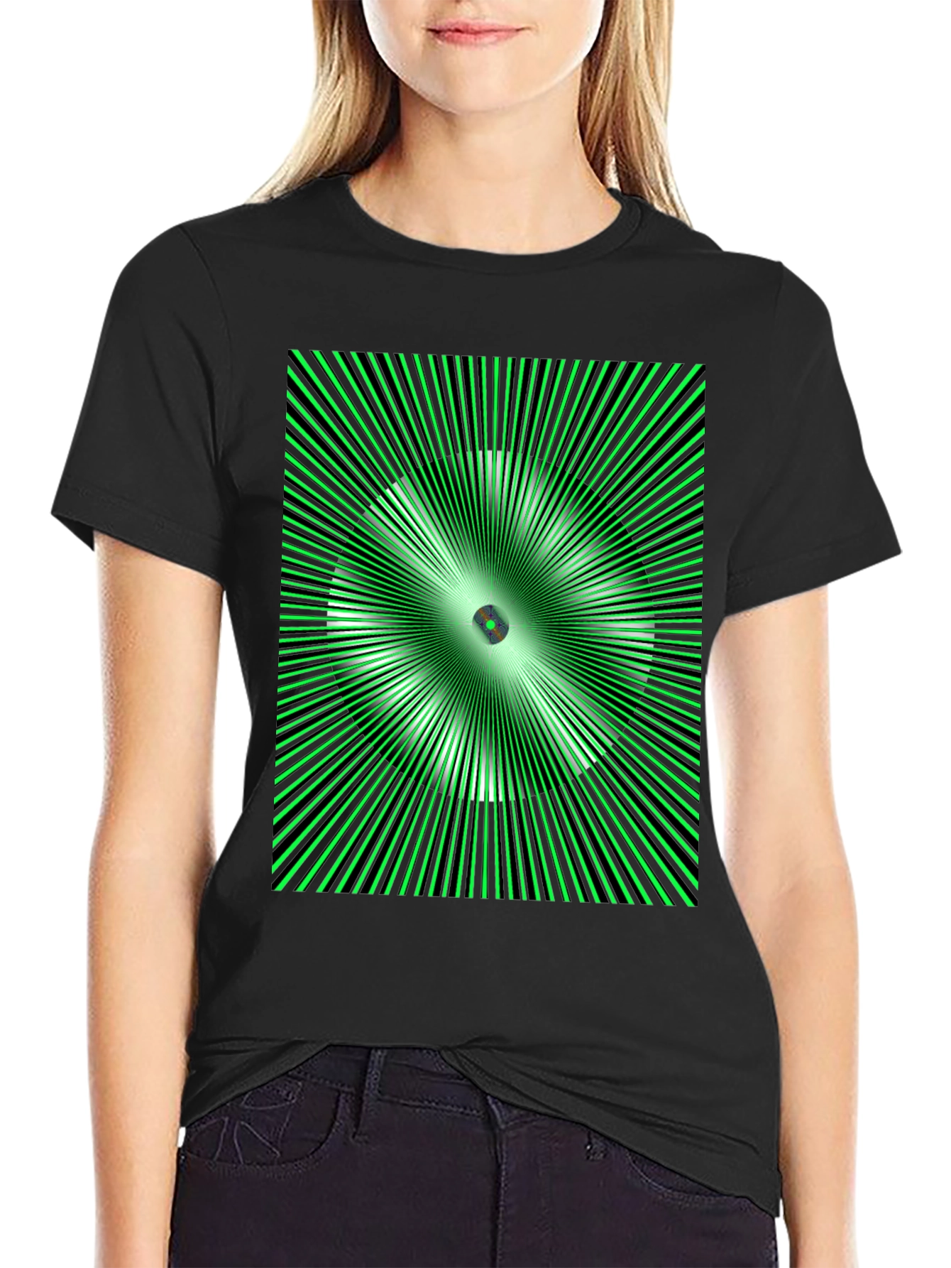 Optical Illusion Graphic T-Shirt - Black