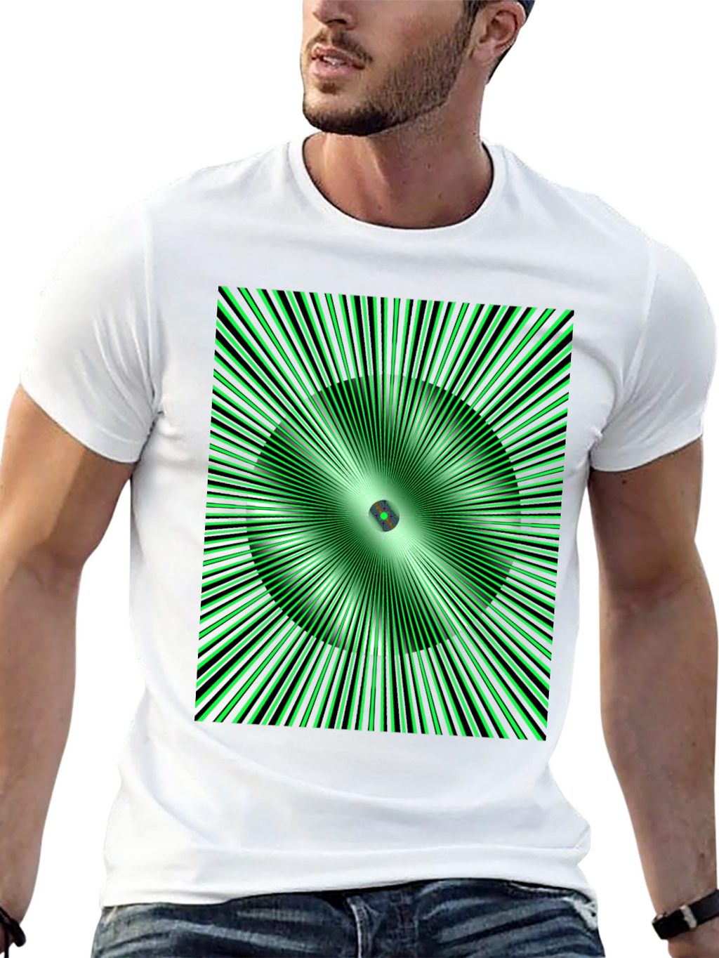 Optical Illusion Graphic T-Shirt - Black