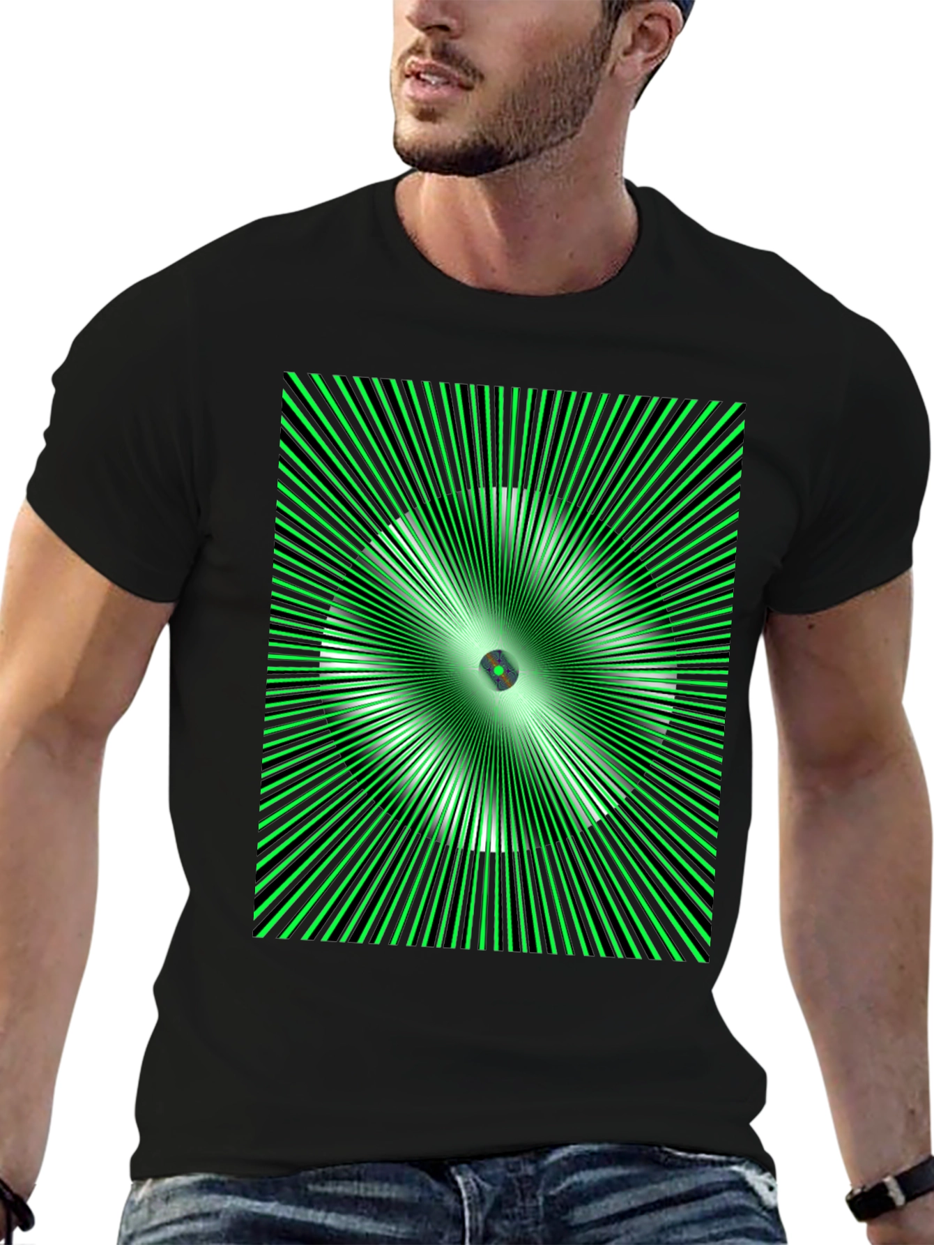 Optical Illusion Graphic T-Shirt - Black