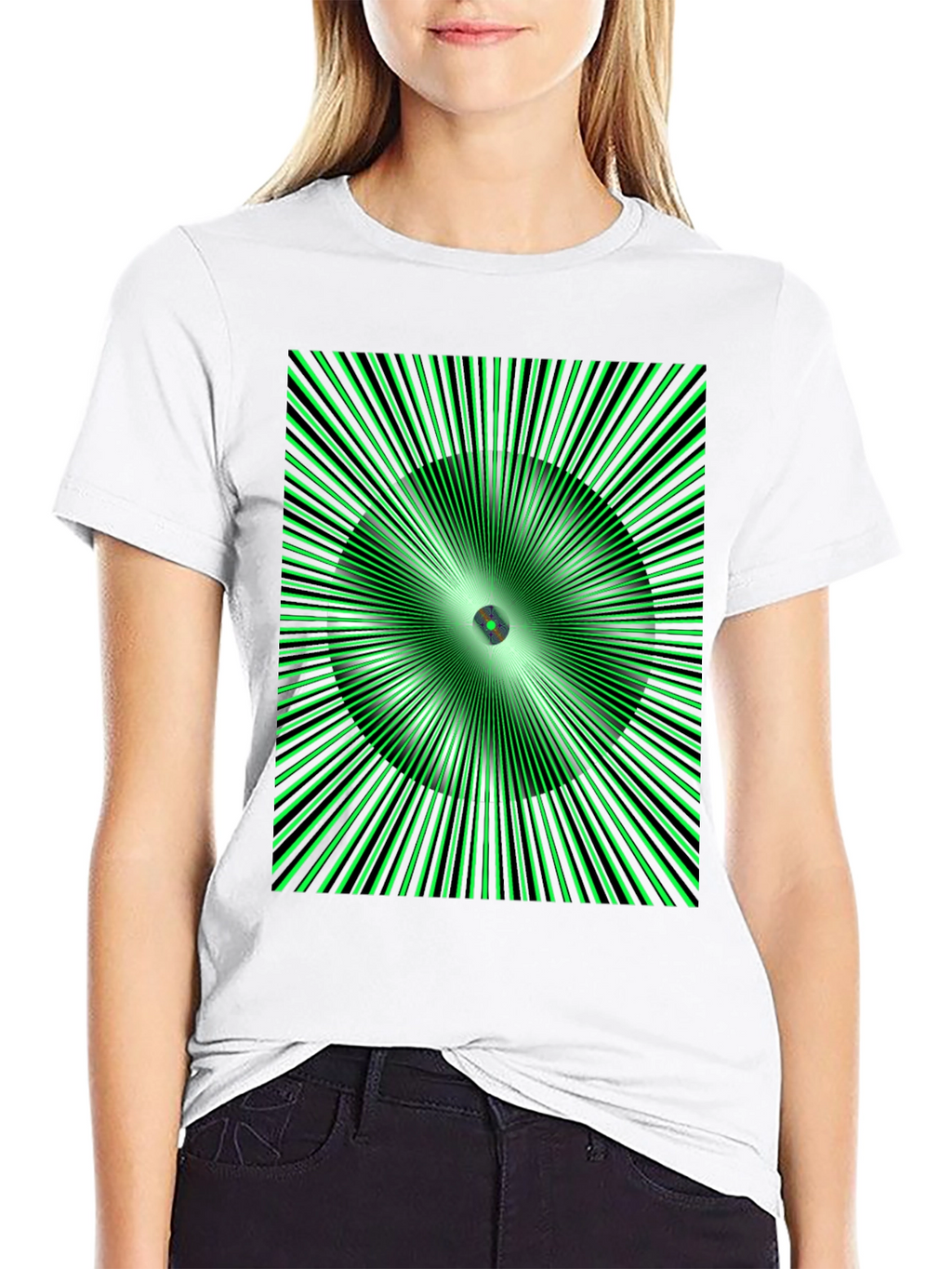 Optical Illusion Graphic T-Shirt - Black