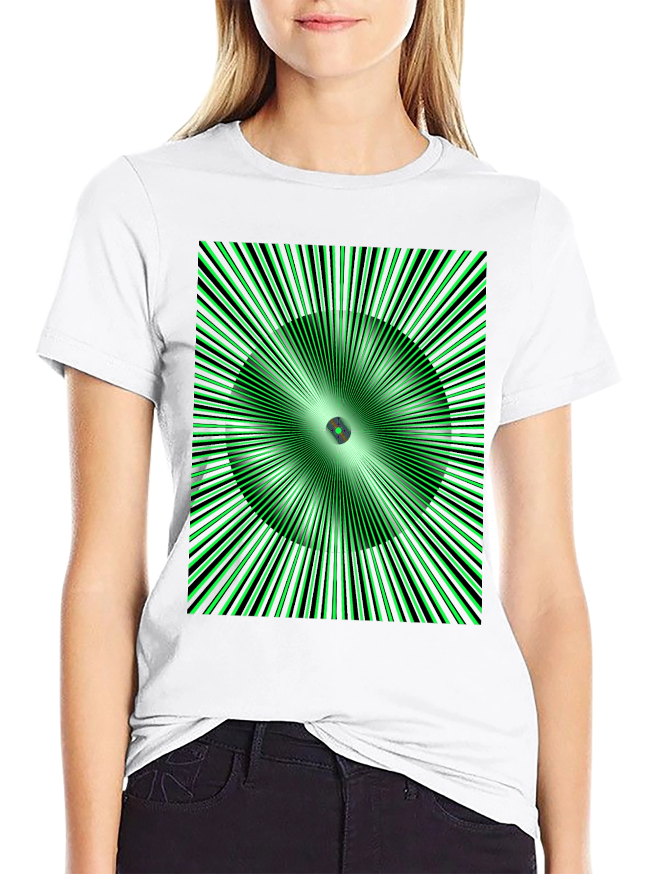Optical Illusion Graphic T-Shirt - Black