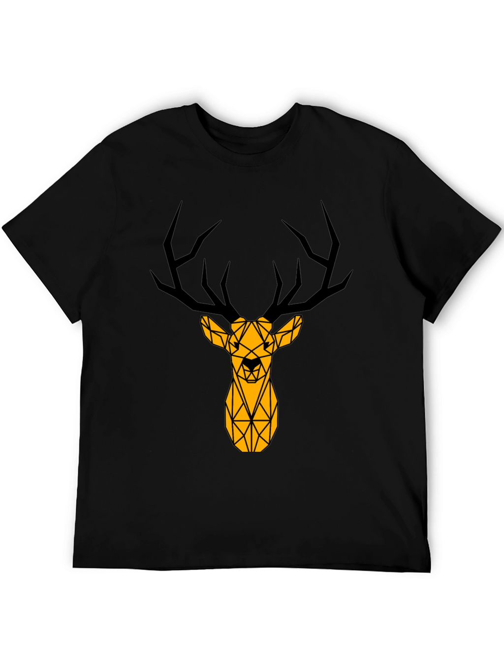 Geometric Deer Graphic Tee - Black