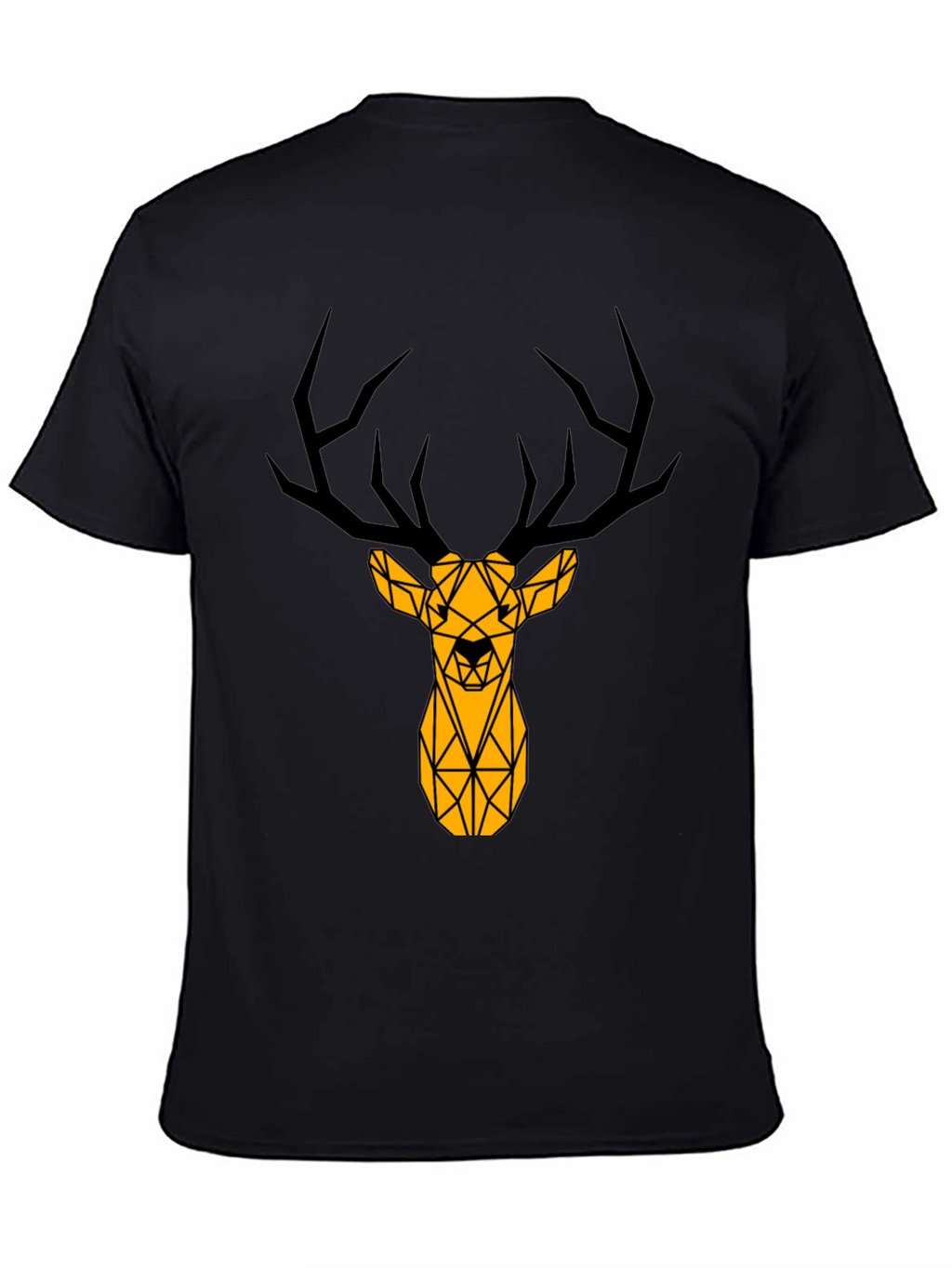Geometric Deer Graphic Tee - Black