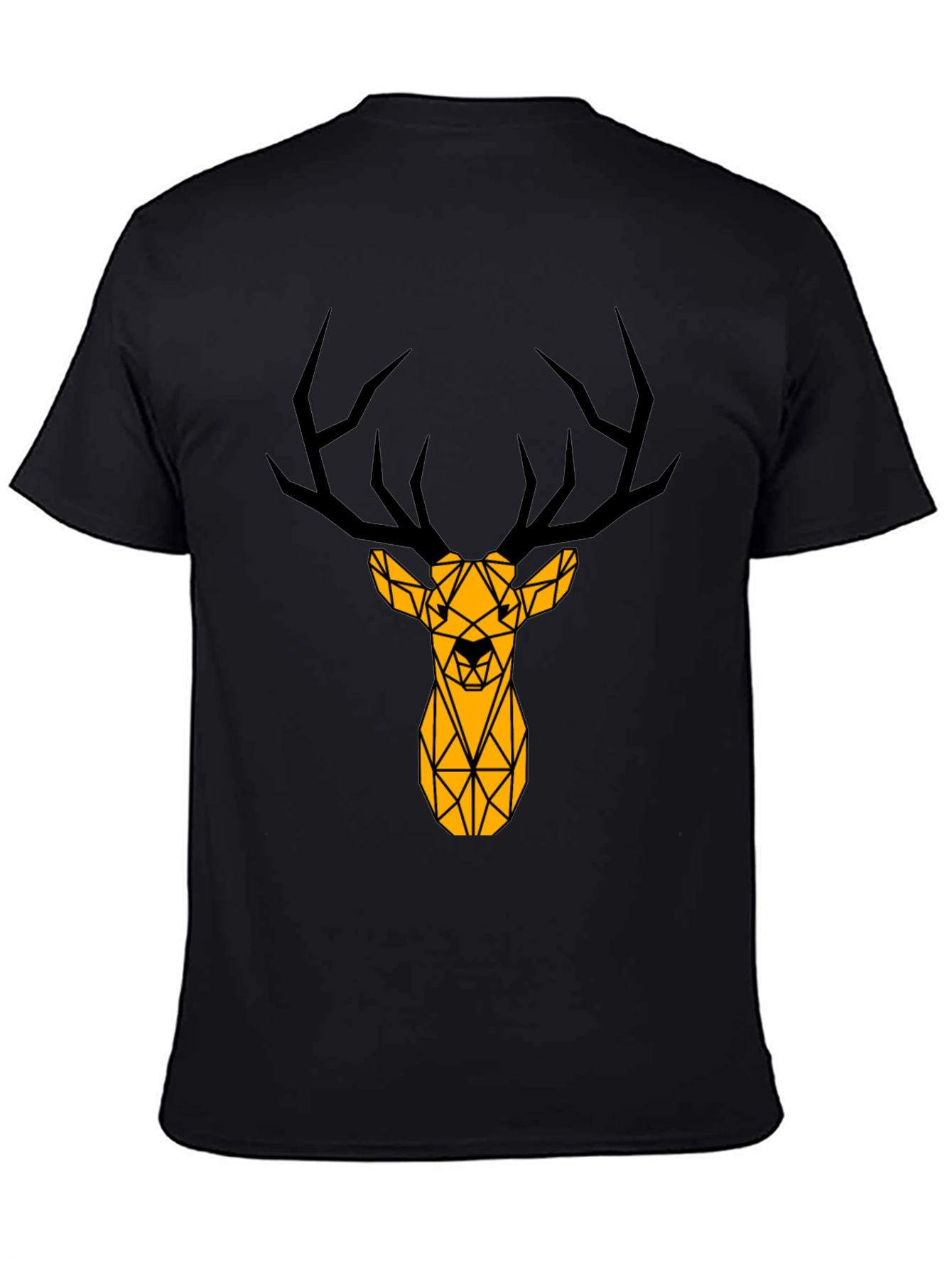 Geometric Deer Graphic Tee - Black