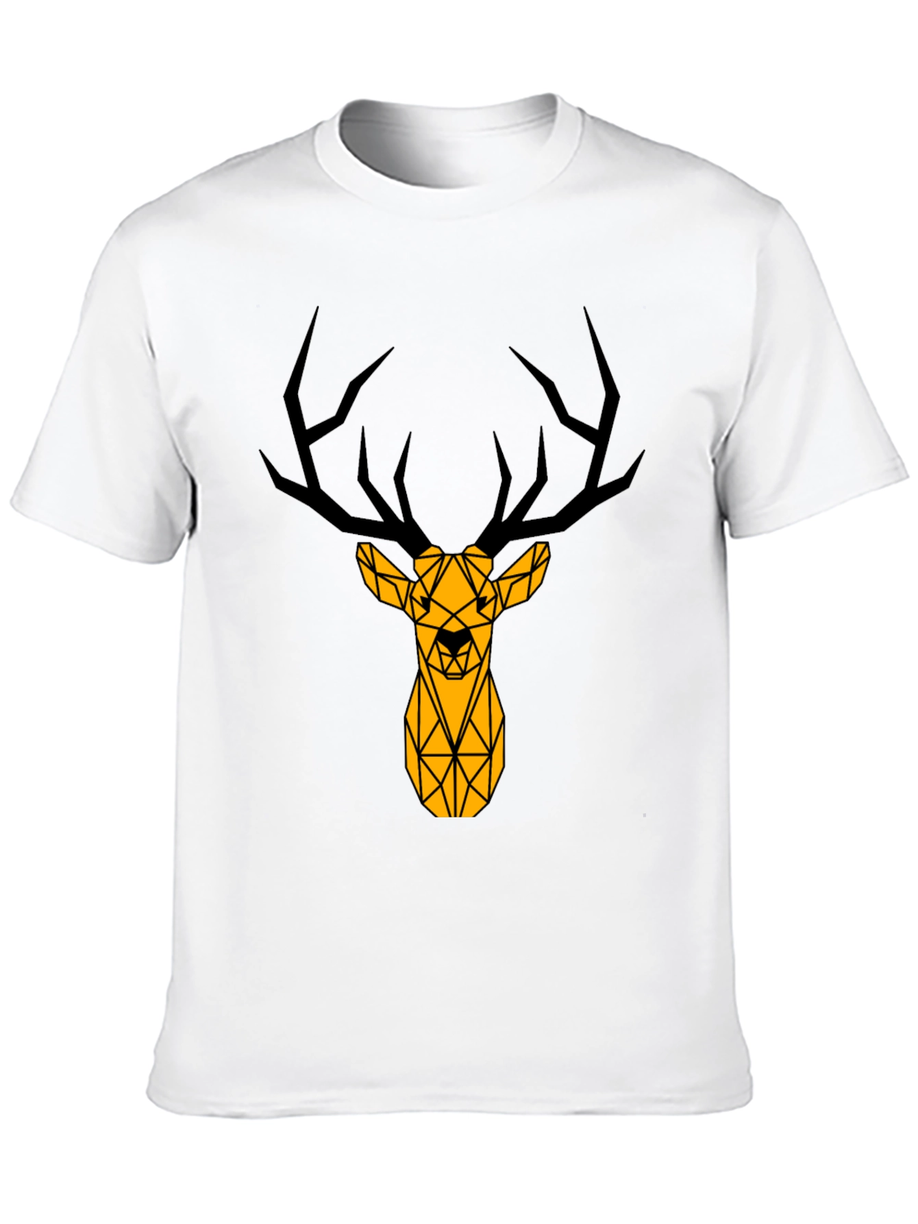 Geometric Deer Graphic Tee - Black