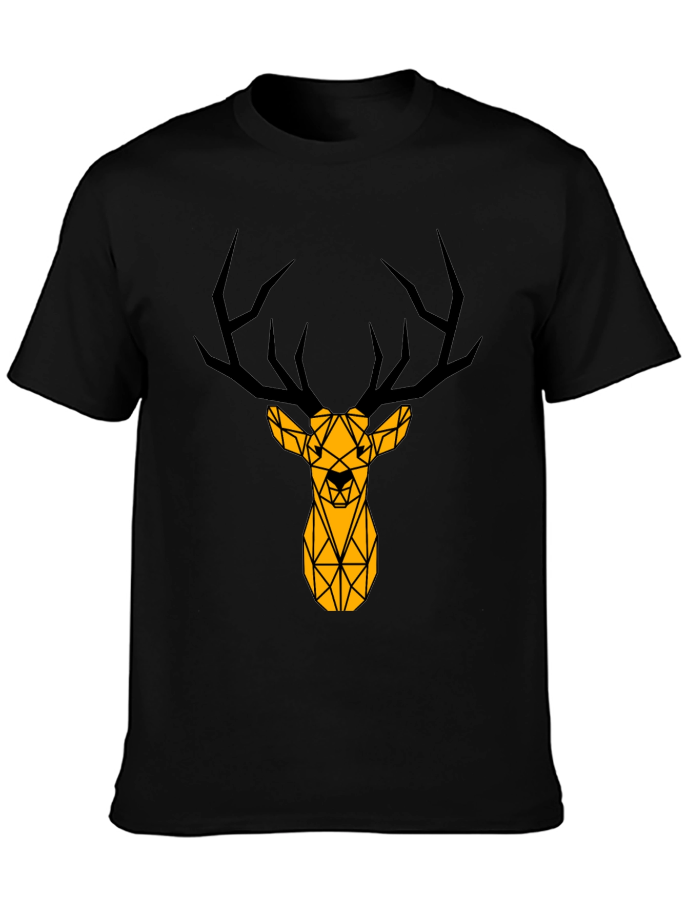Geometric Deer Graphic Tee - Black