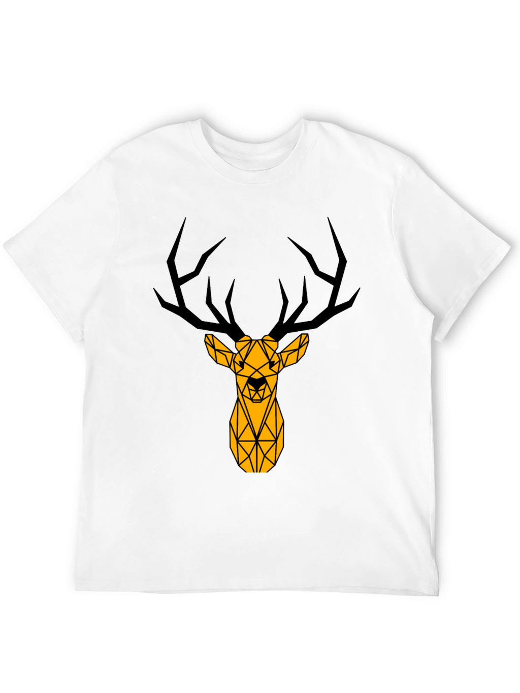 Geometric Deer Graphic Tee - Black