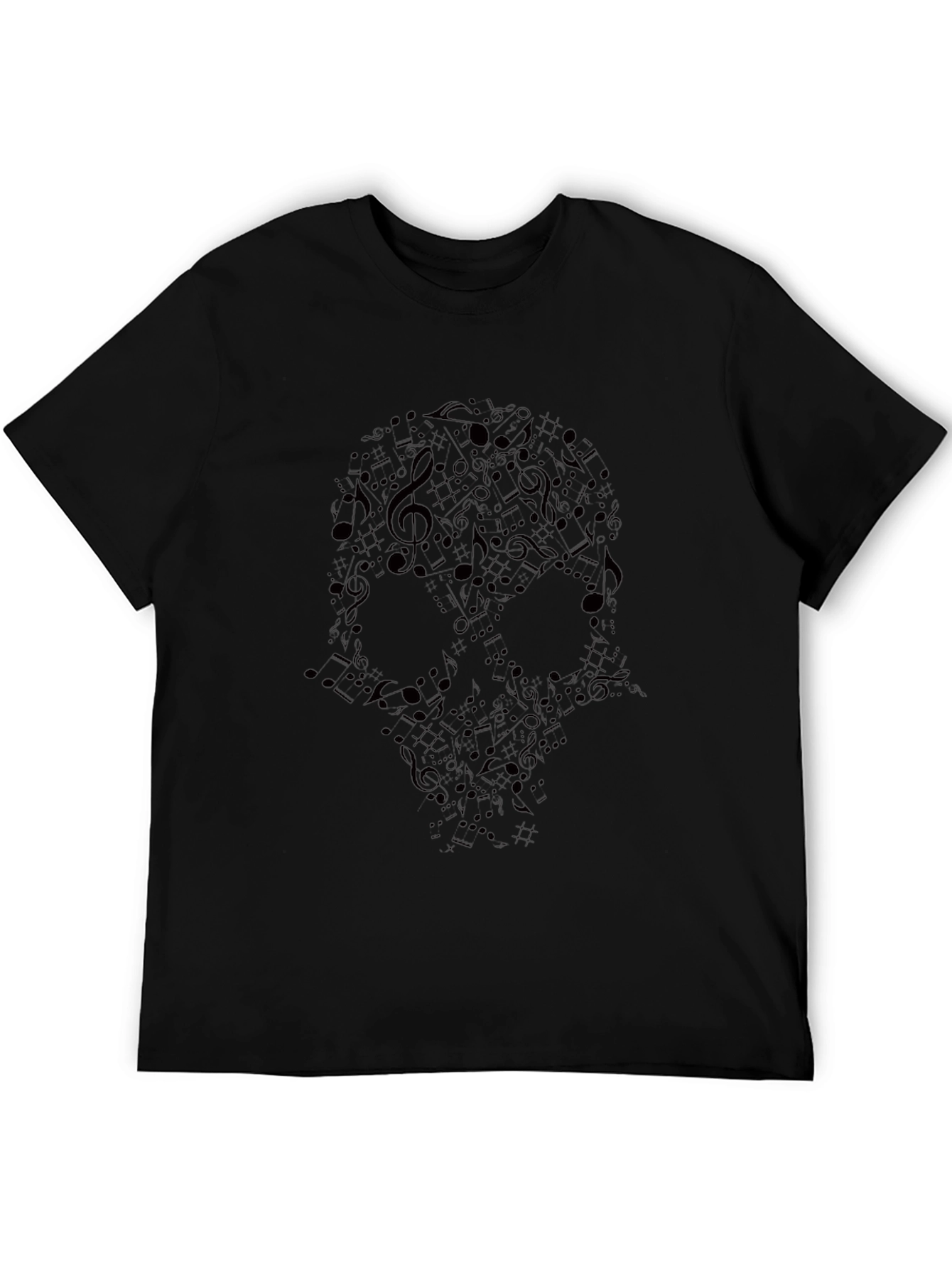 Skull Music Notes Graphic T-Shirt