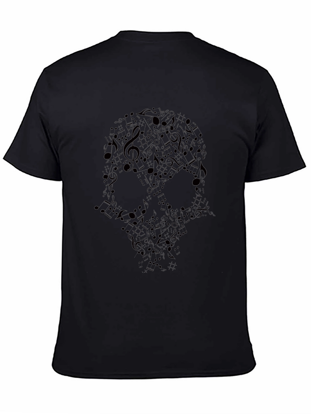 Skull Music Notes Graphic T-Shirt
