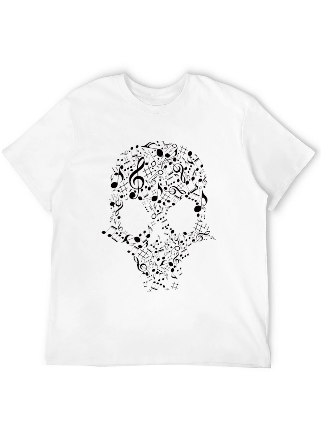 Skull Music Notes Graphic T-Shirt