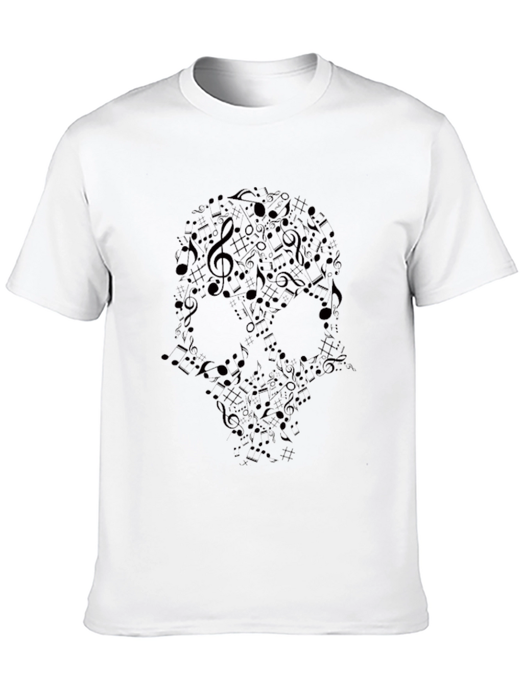 Skull Music Notes Graphic T-Shirt