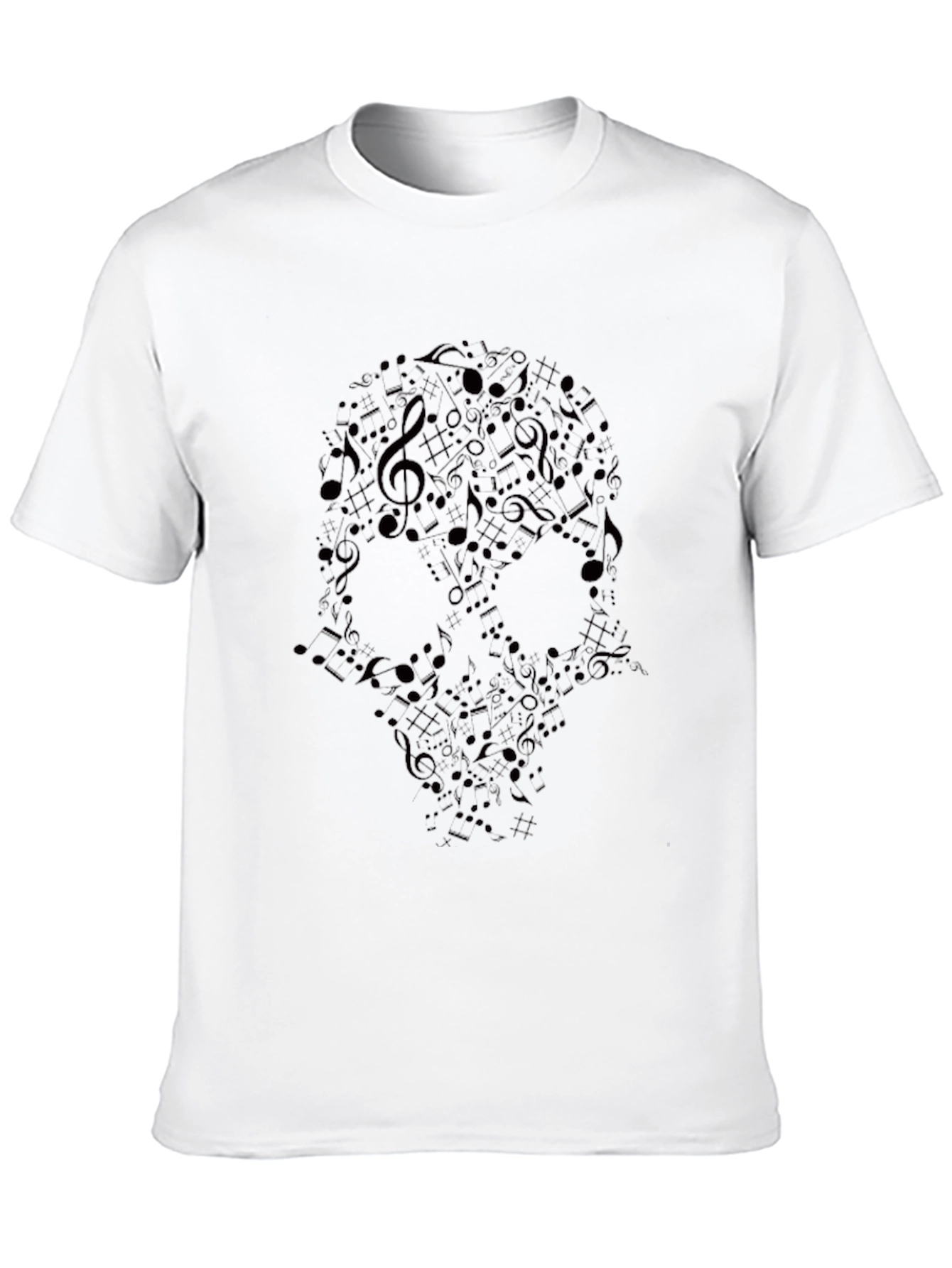 Skull Music Notes Graphic T-Shirt