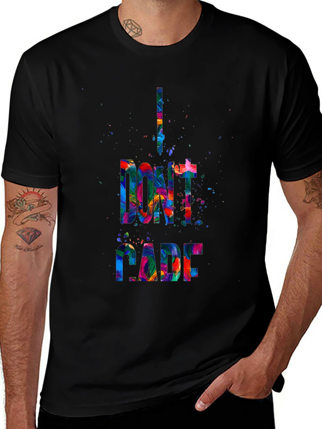 I Dont Care Graphic Tee - Mens Black T-Shirt