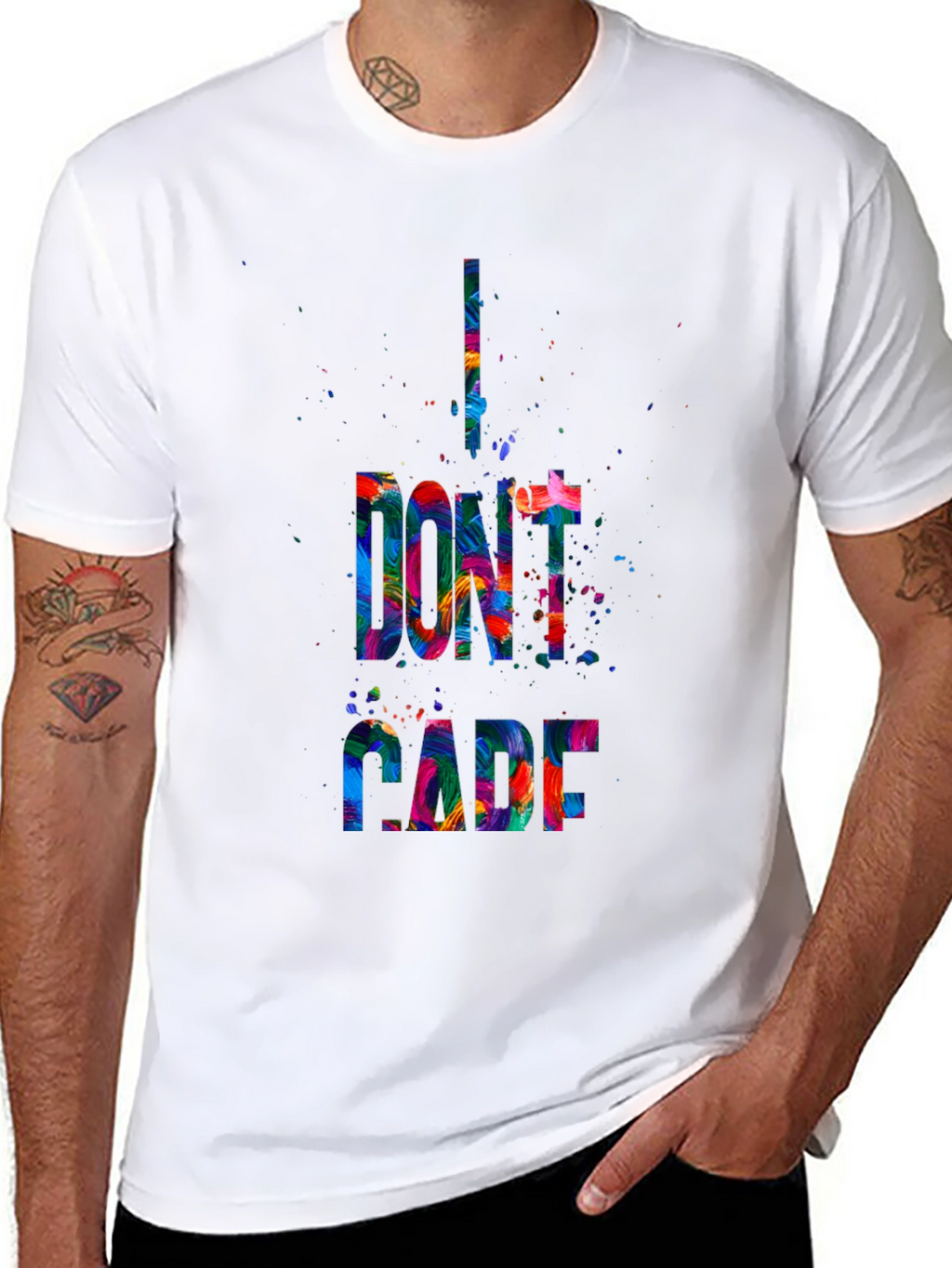 I Dont Care Graphic Tee - Mens Black T-Shirt