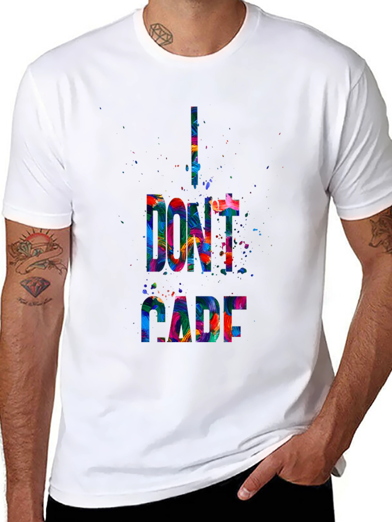 I Dont Care Graphic Tee - Mens Black T-Shirt