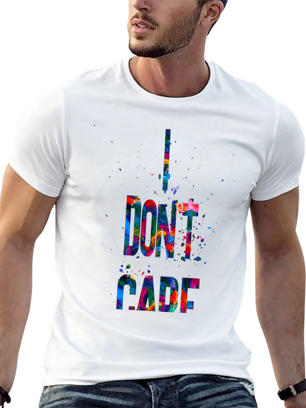 I Dont Care Graphic Tee - Mens Black T-Shirt