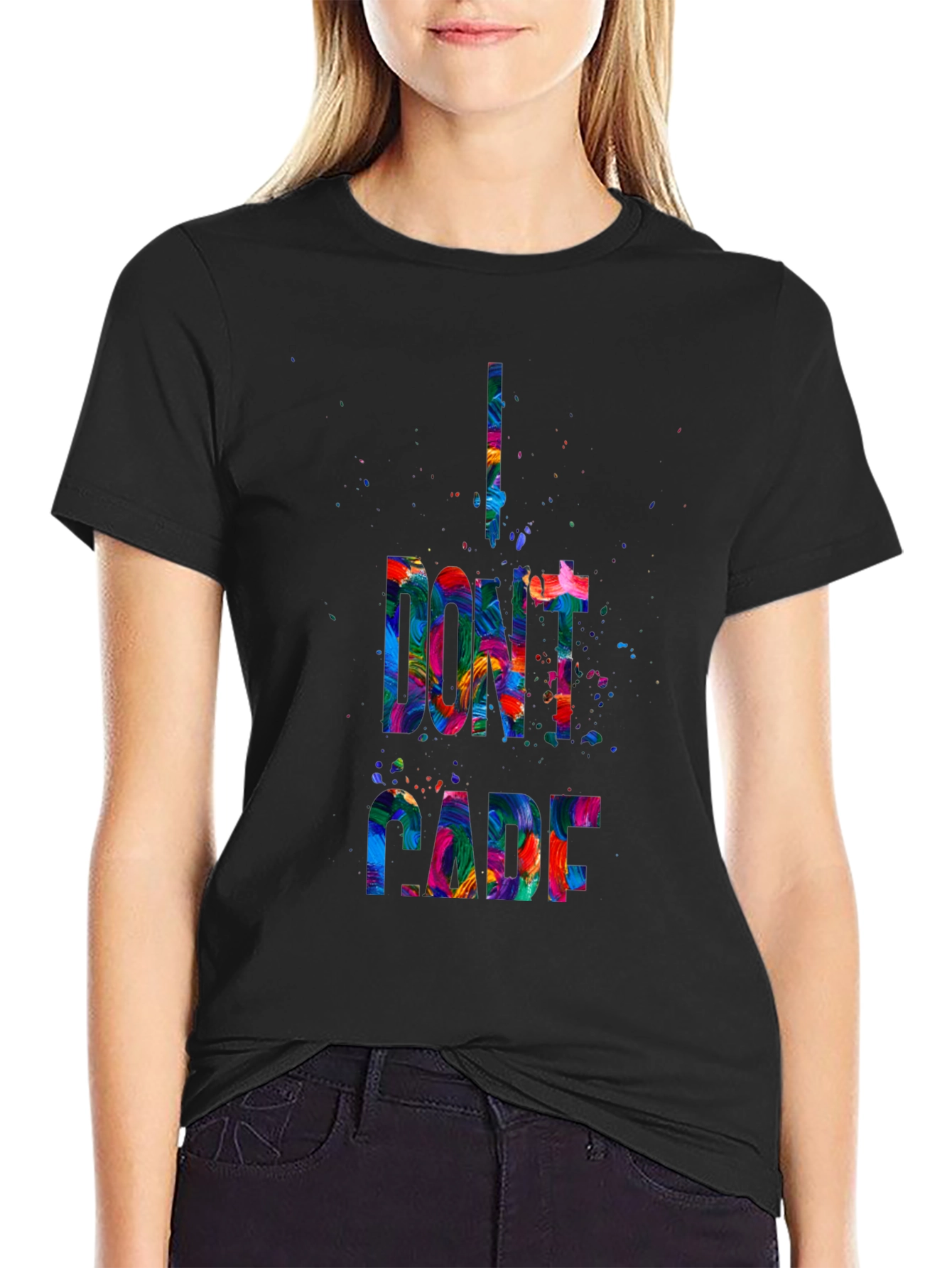 I Dont Care Graphic Tee - Mens Black T-Shirt