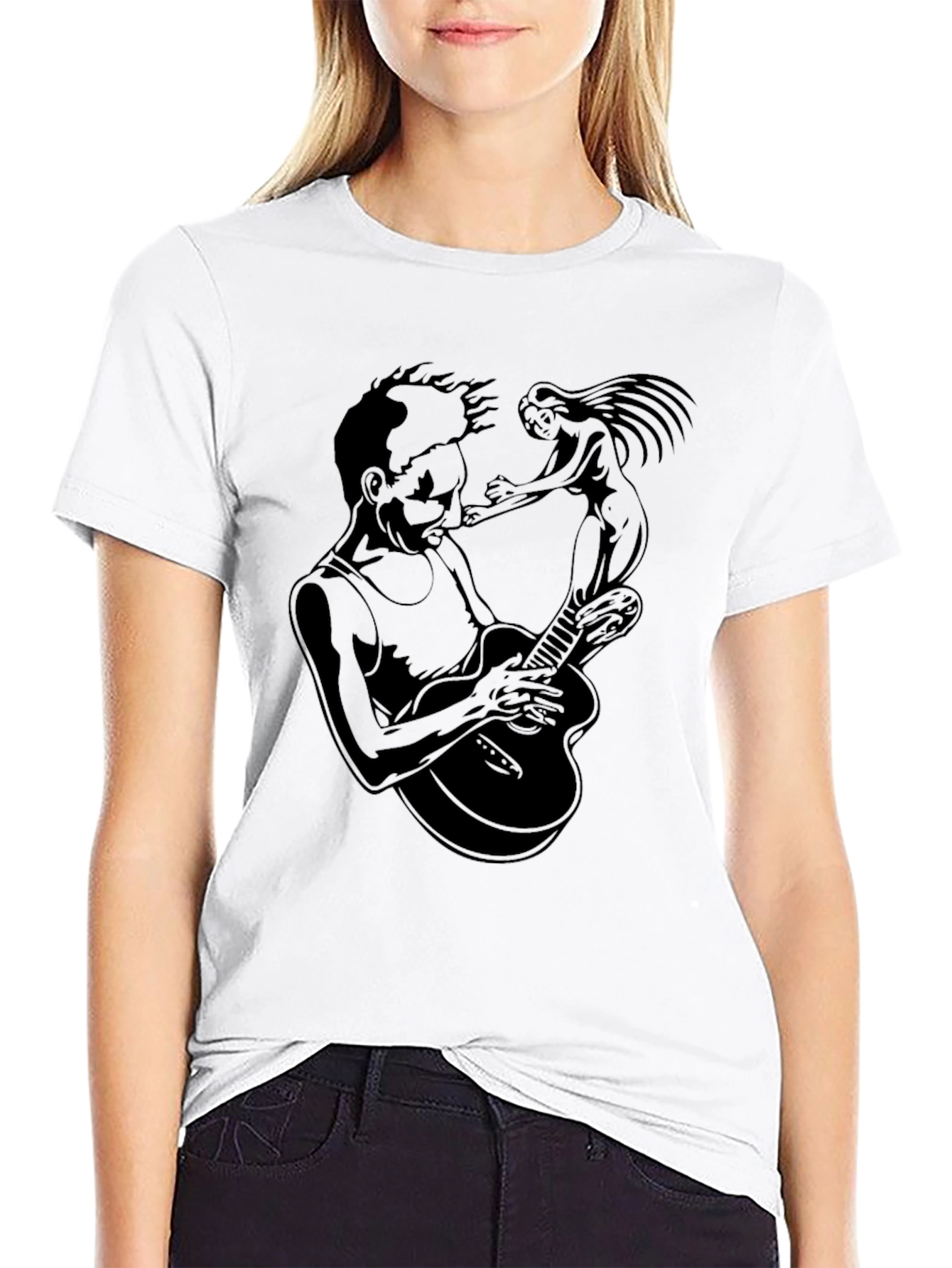 Guitar Player & Muse Graphic T-Shirt - Black