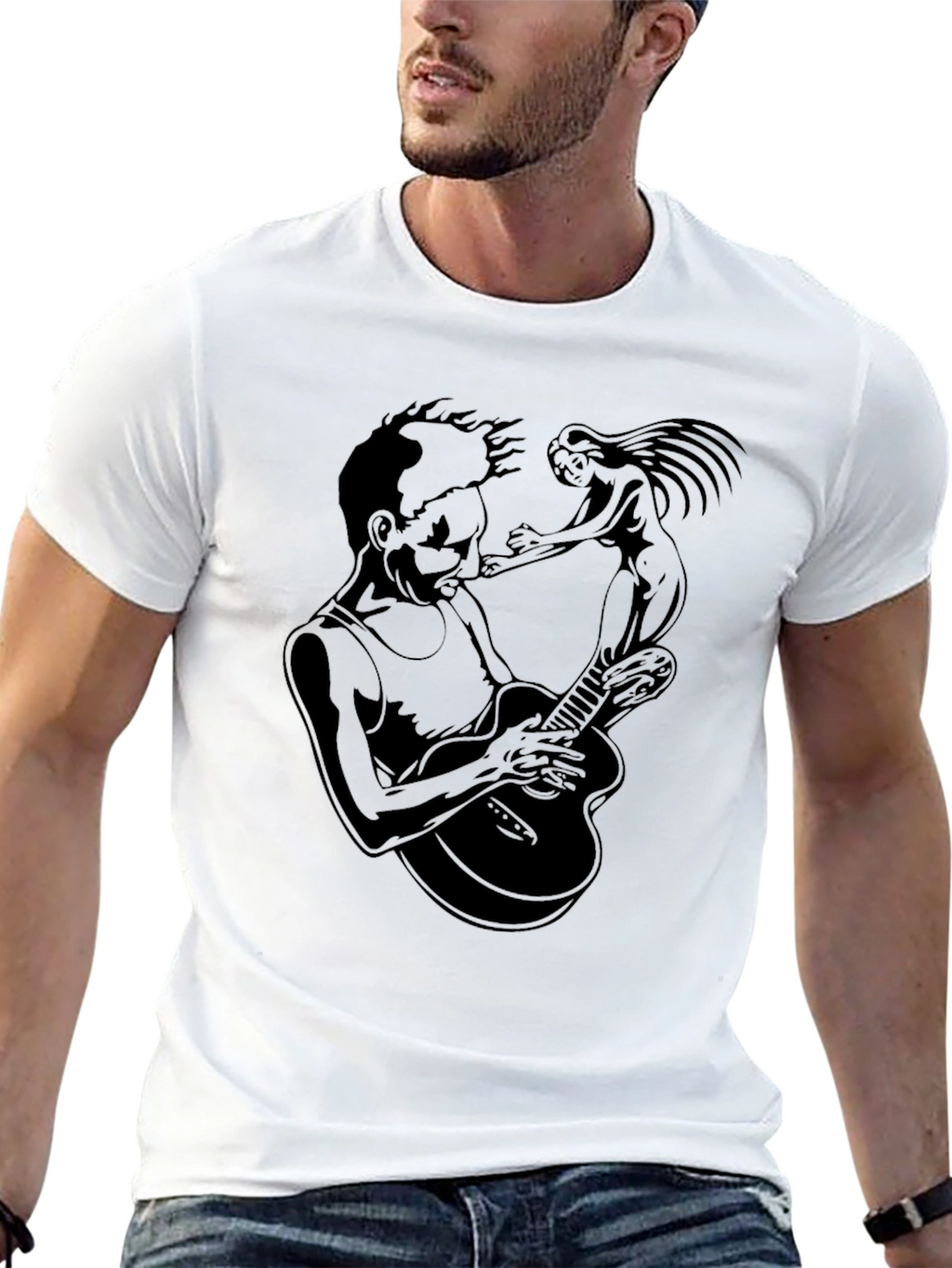 Guitar Player & Muse Graphic T-Shirt - Black