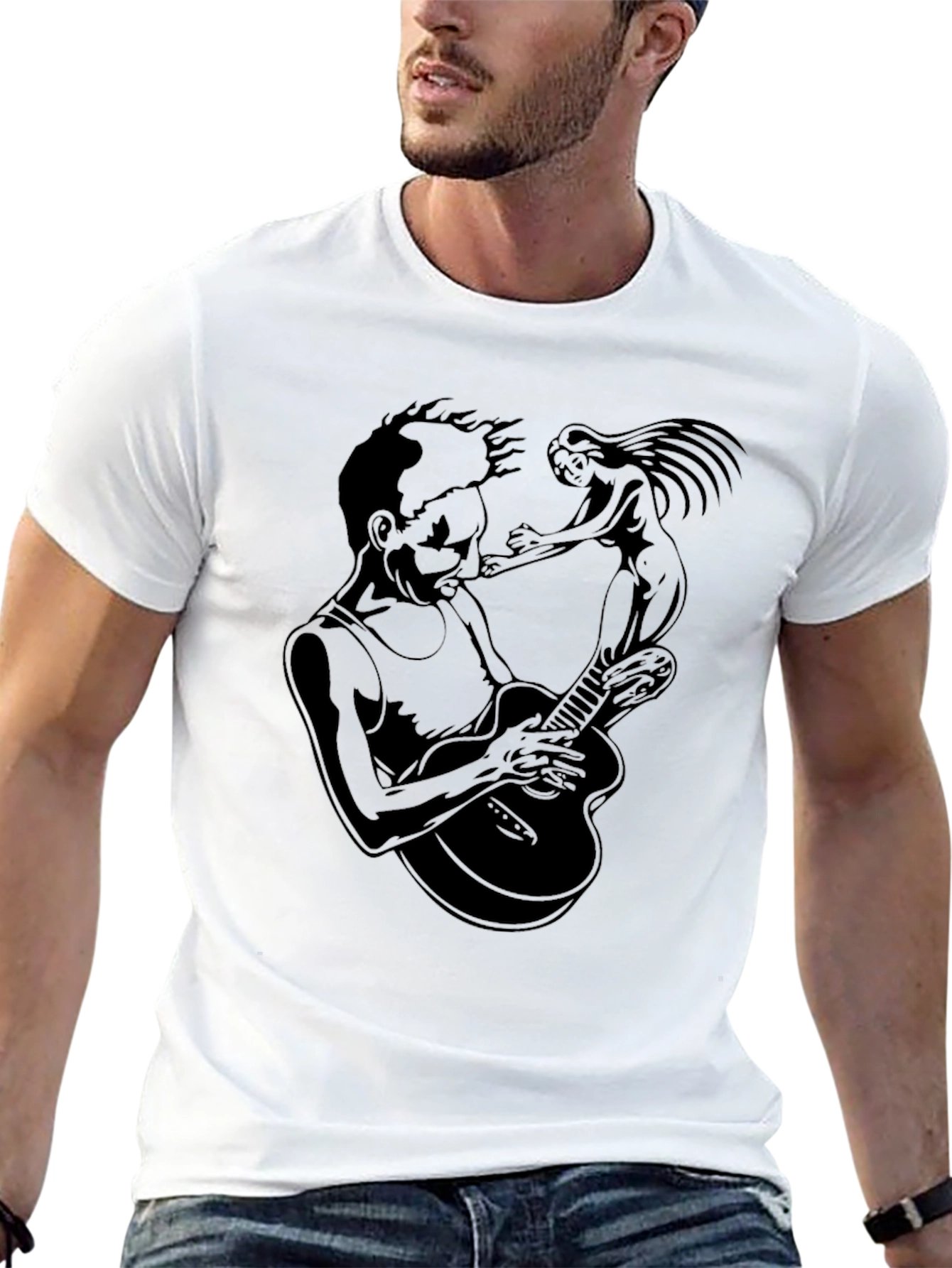 Guitar Player & Muse Graphic T-Shirt - Black