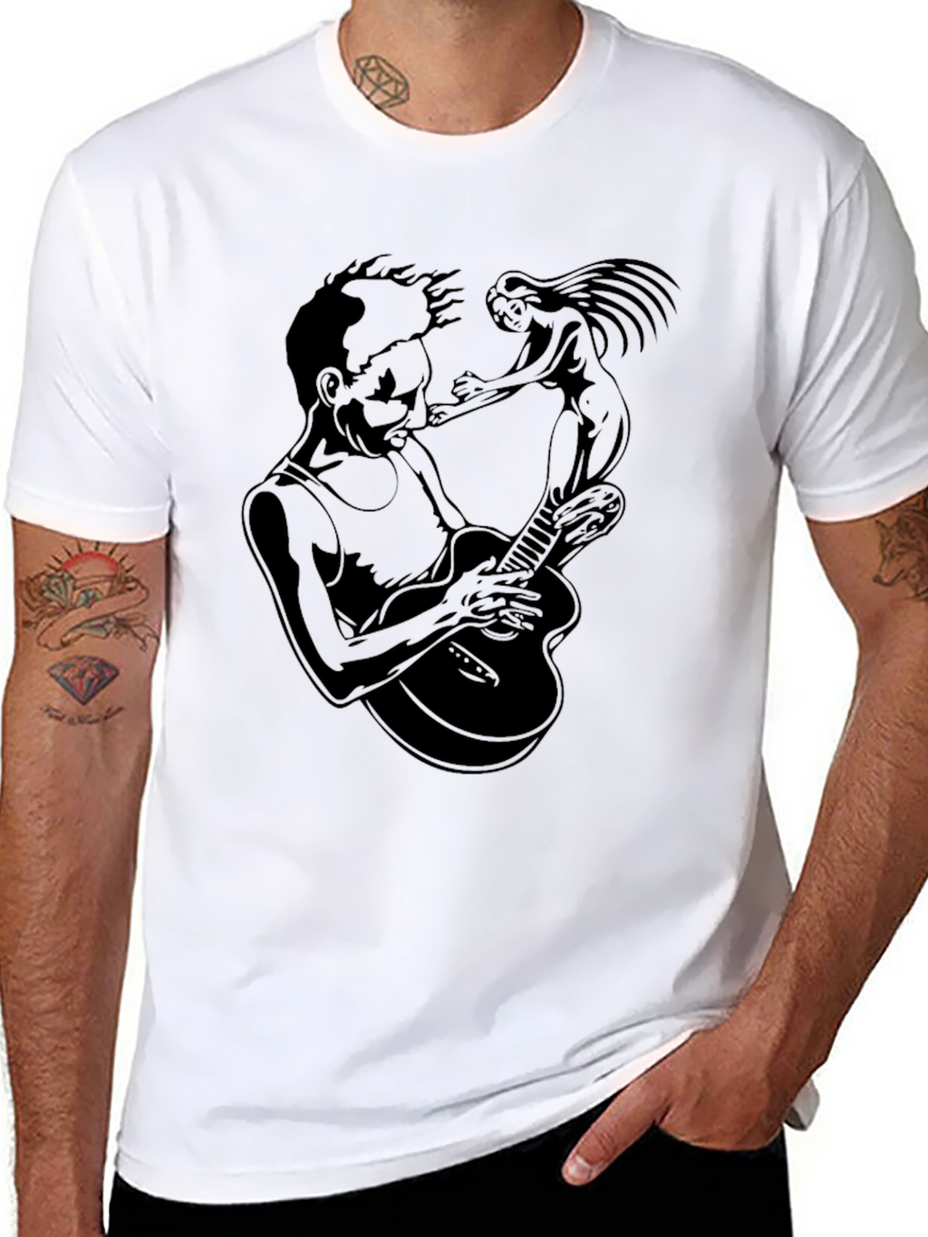 Guitar Player & Muse Graphic T-Shirt - Black