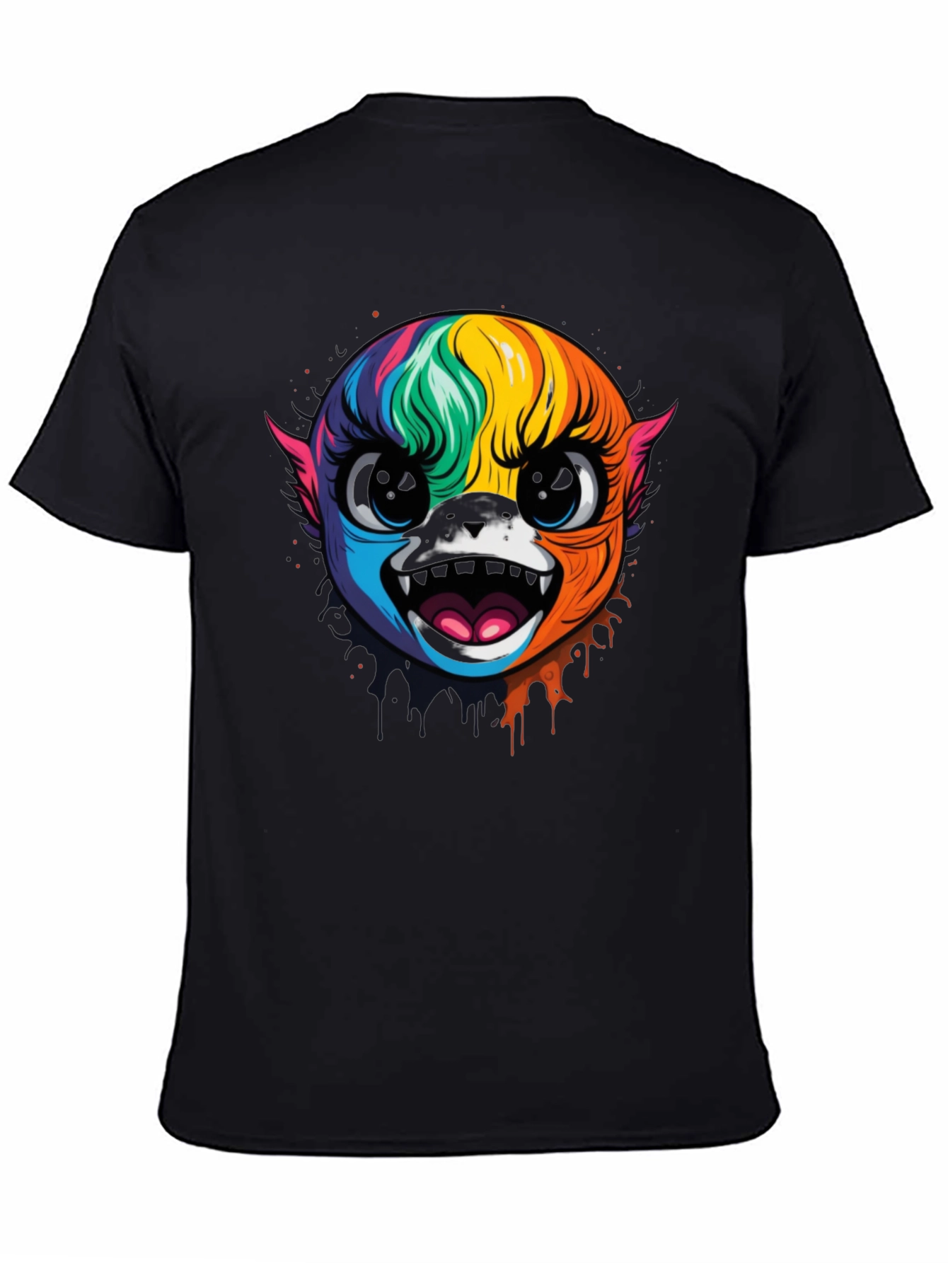 Rainbow Monster Graphic Black T-Shirt