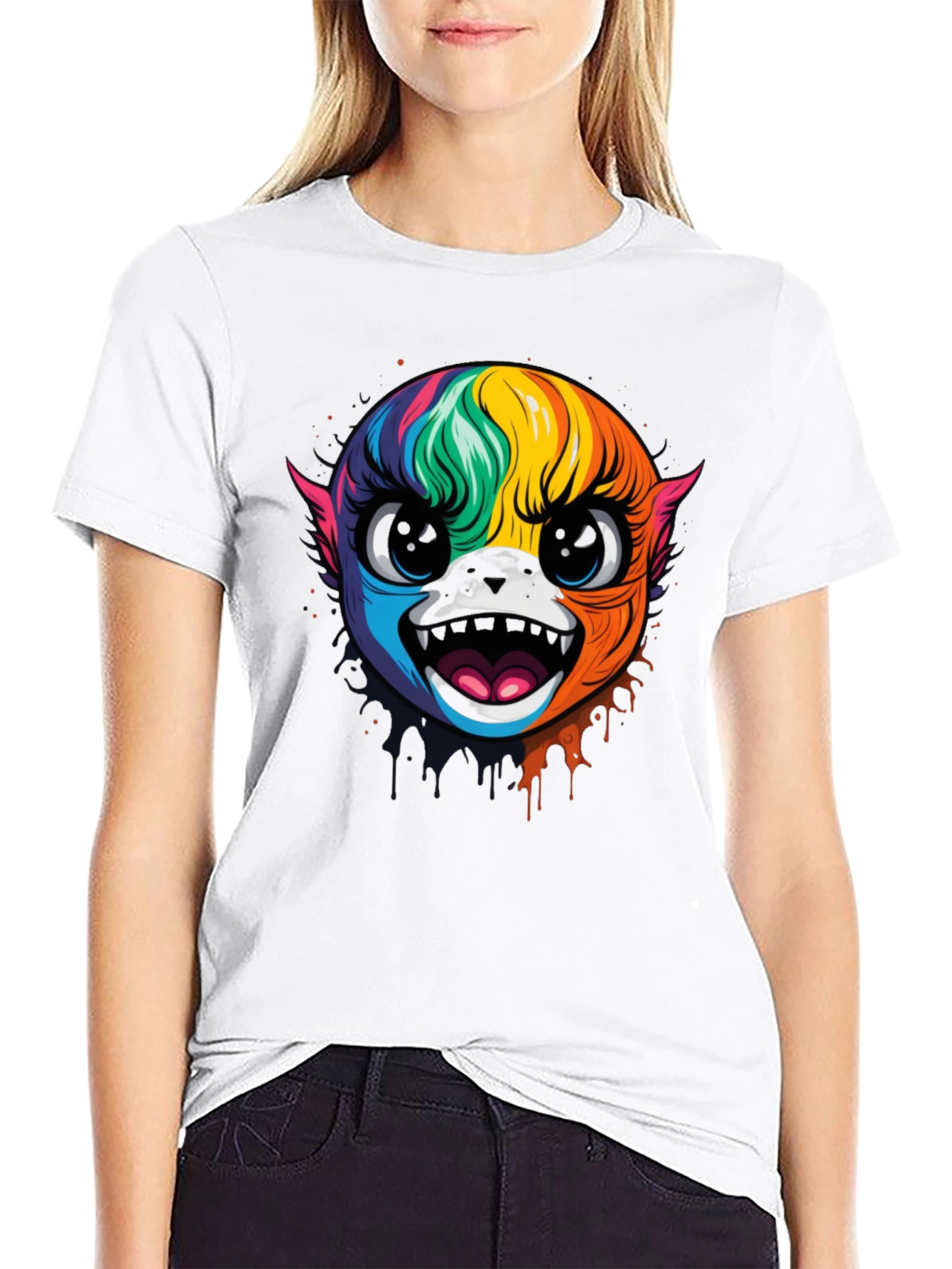 Rainbow Monster Graphic Black T-Shirt