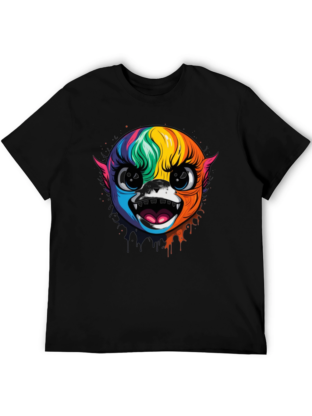 Rainbow Monster Graphic Black T-Shirt