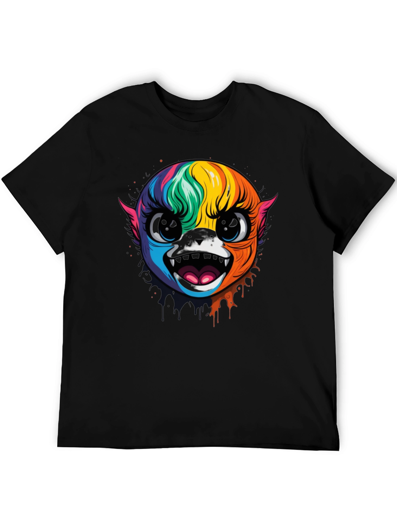 Rainbow Monster Graphic Black T-Shirt
