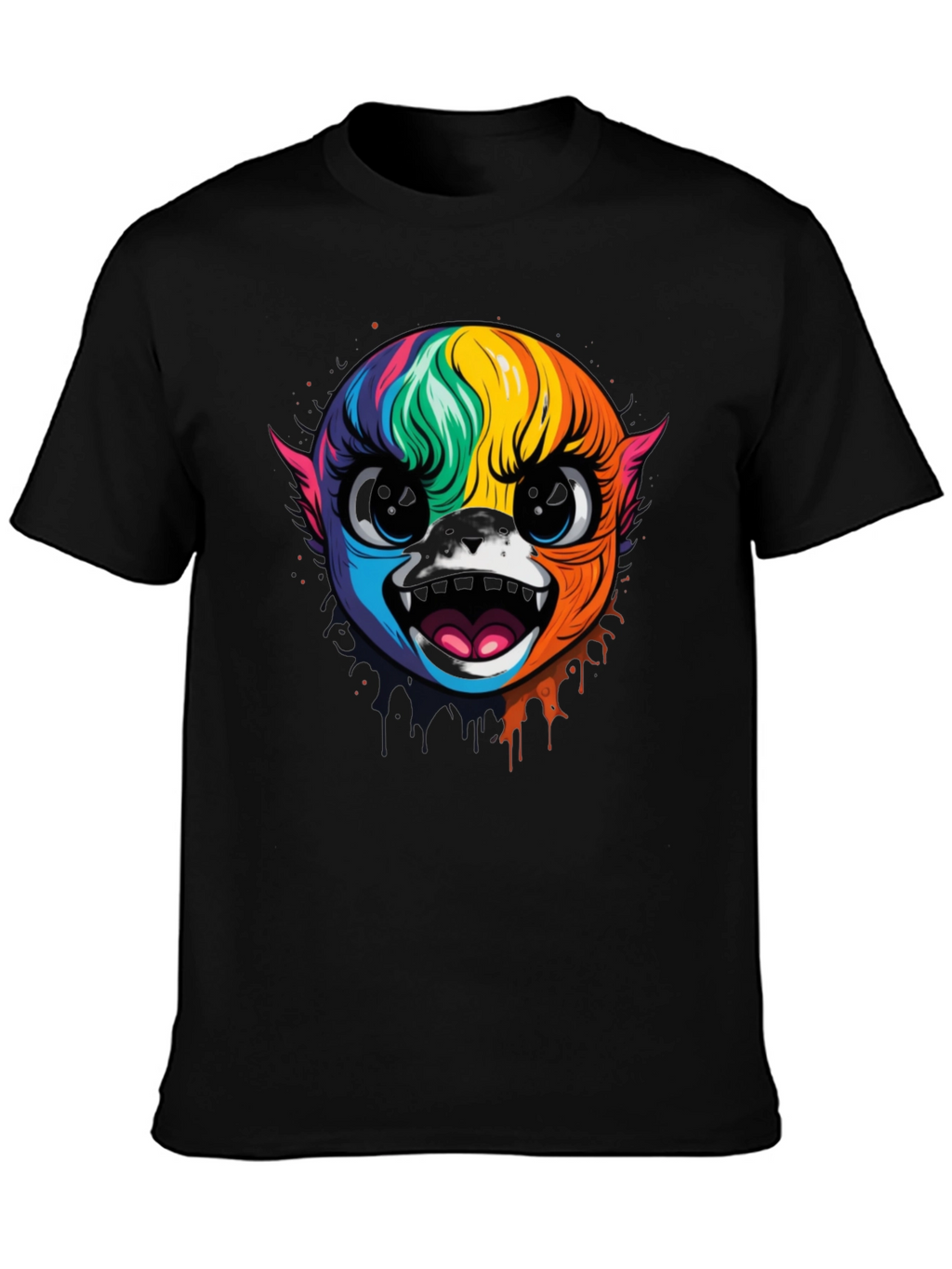 Rainbow Monster Graphic Black T-Shirt