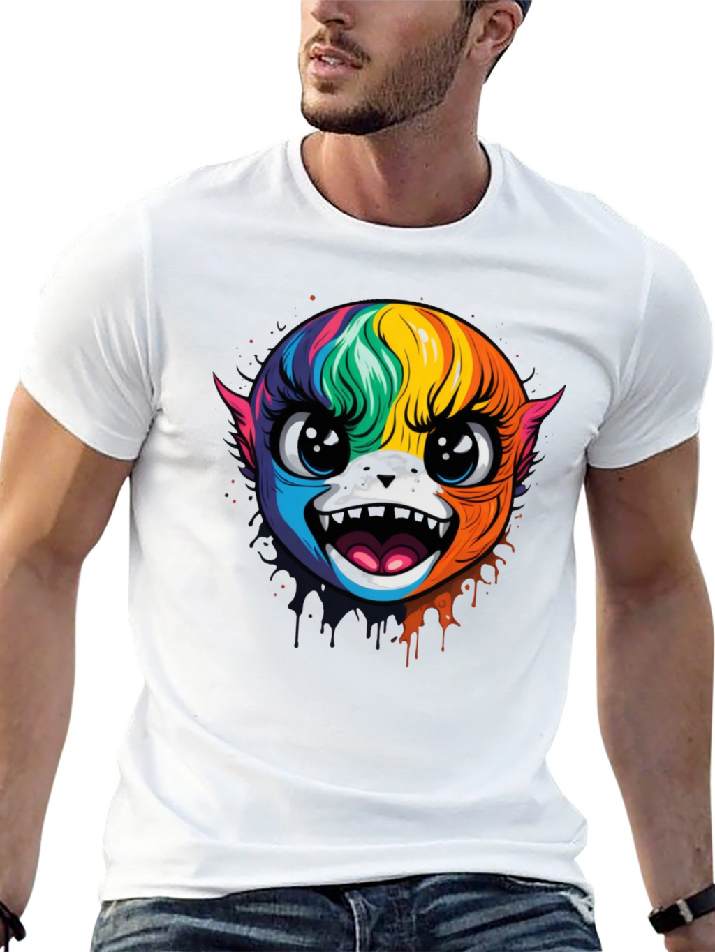 Rainbow Monster Graphic Black T-Shirt