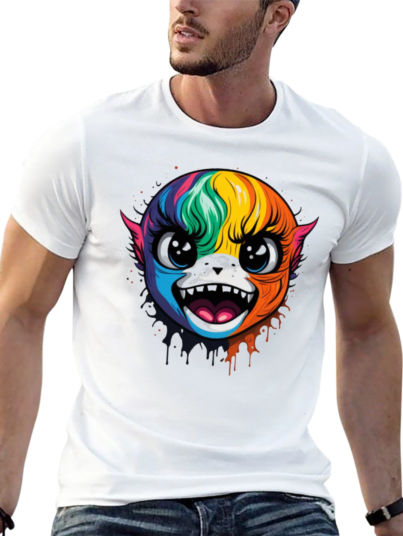 Rainbow Monster Graphic Black T-Shirt
