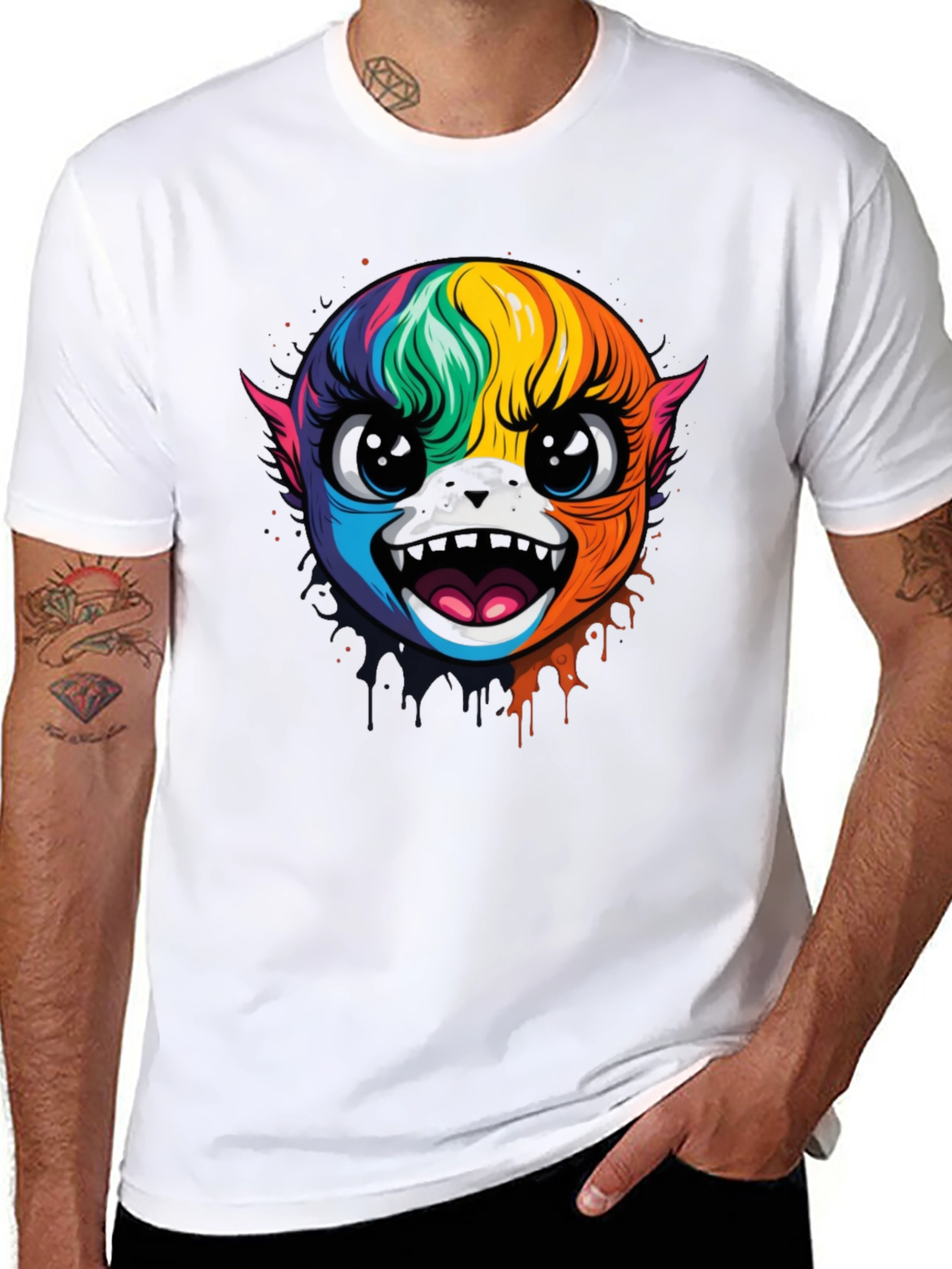 Rainbow Monster Graphic Black T-Shirt