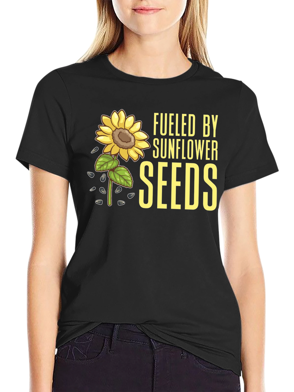 Sunflower Seeds Graphic Tee - Black Cotton T-Shirt