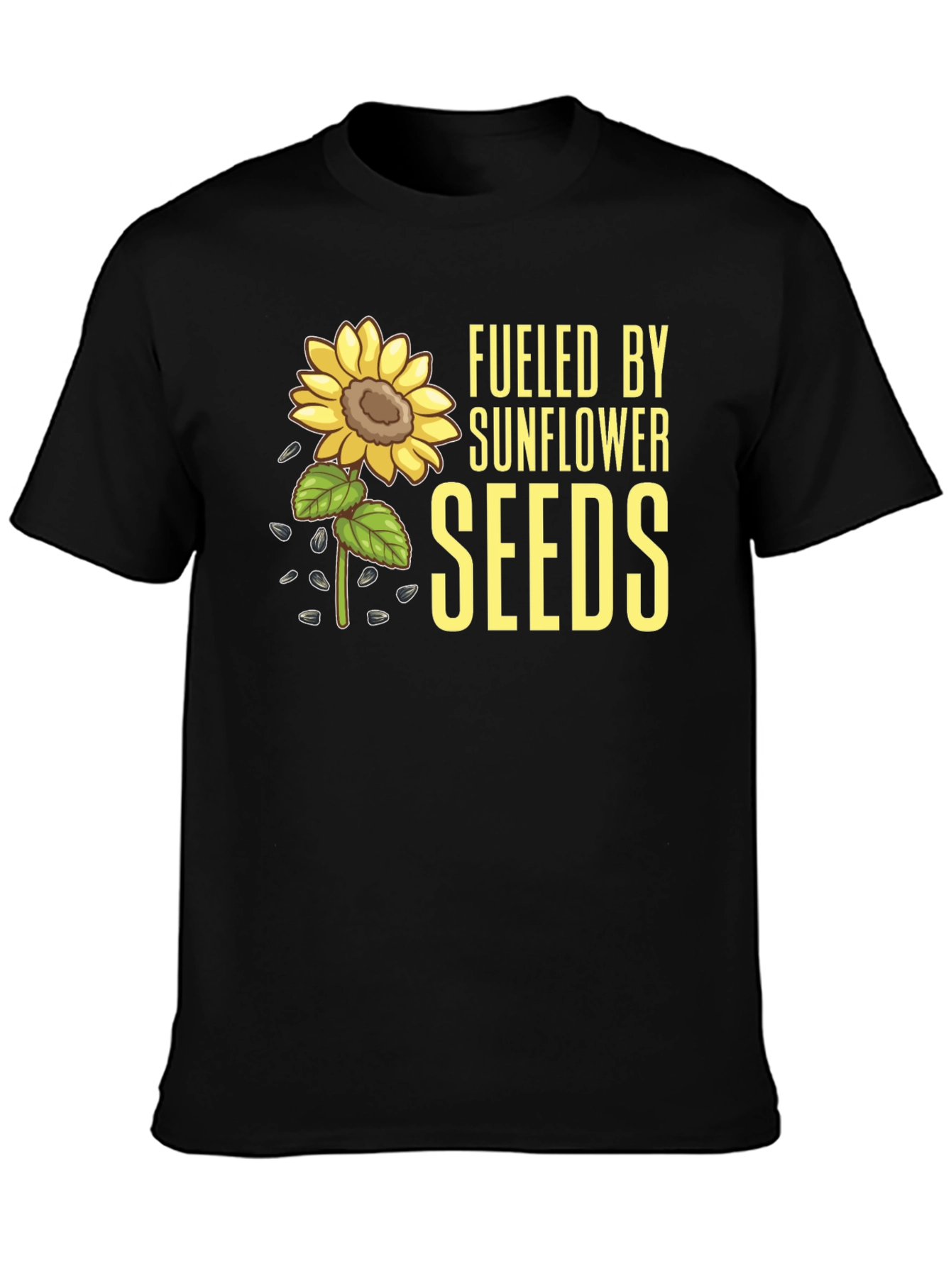 Sunflower Seeds Graphic Tee - Black Cotton T-Shirt
