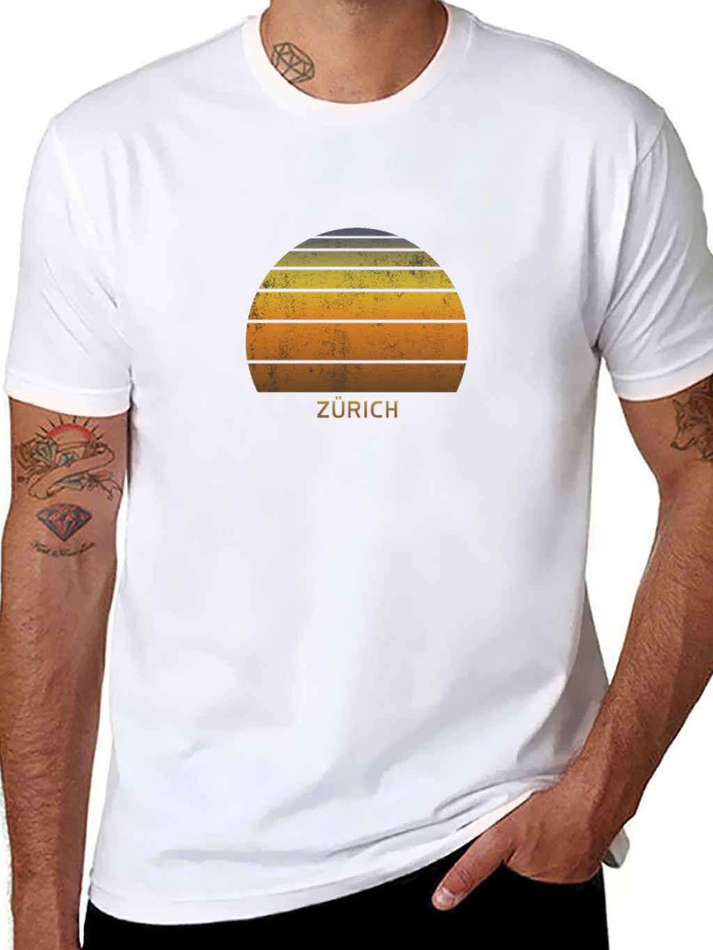 Zurich Retro Sunset T-Shirt - Stylish City Souvenir