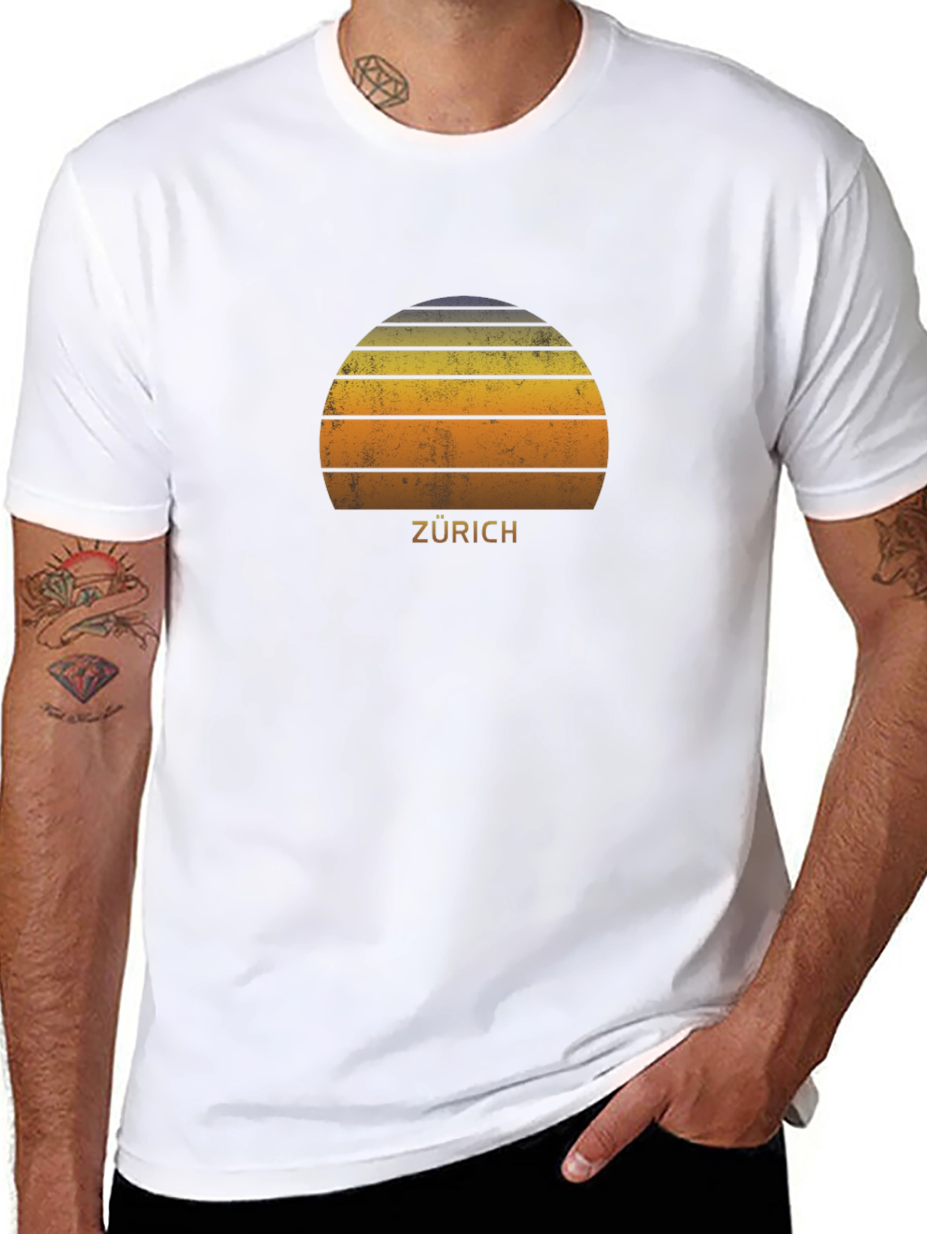 Zurich Retro Sunset T-Shirt - Stylish City Souvenir